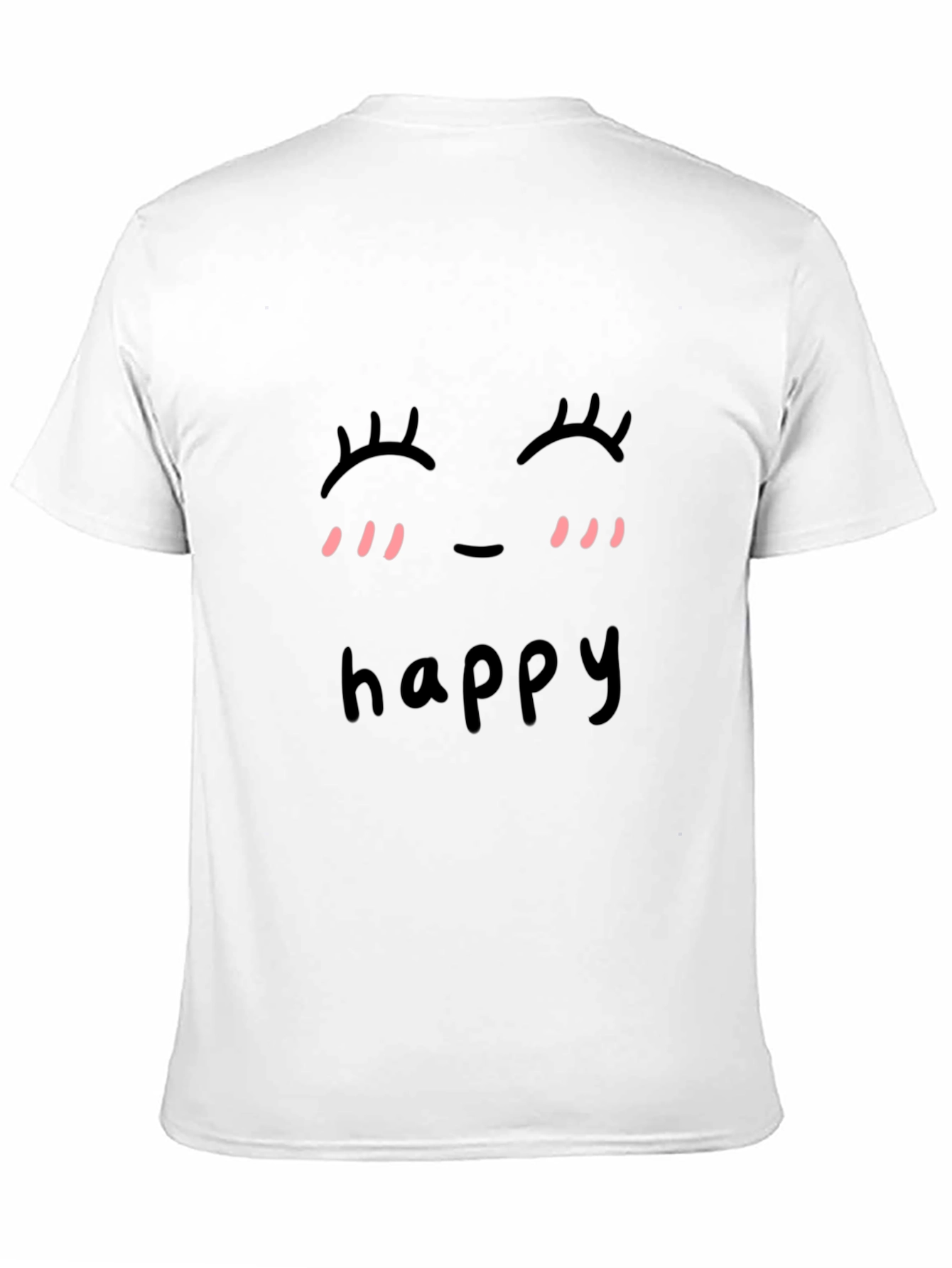 Cute Happy Face Graphic Black T-Shirt