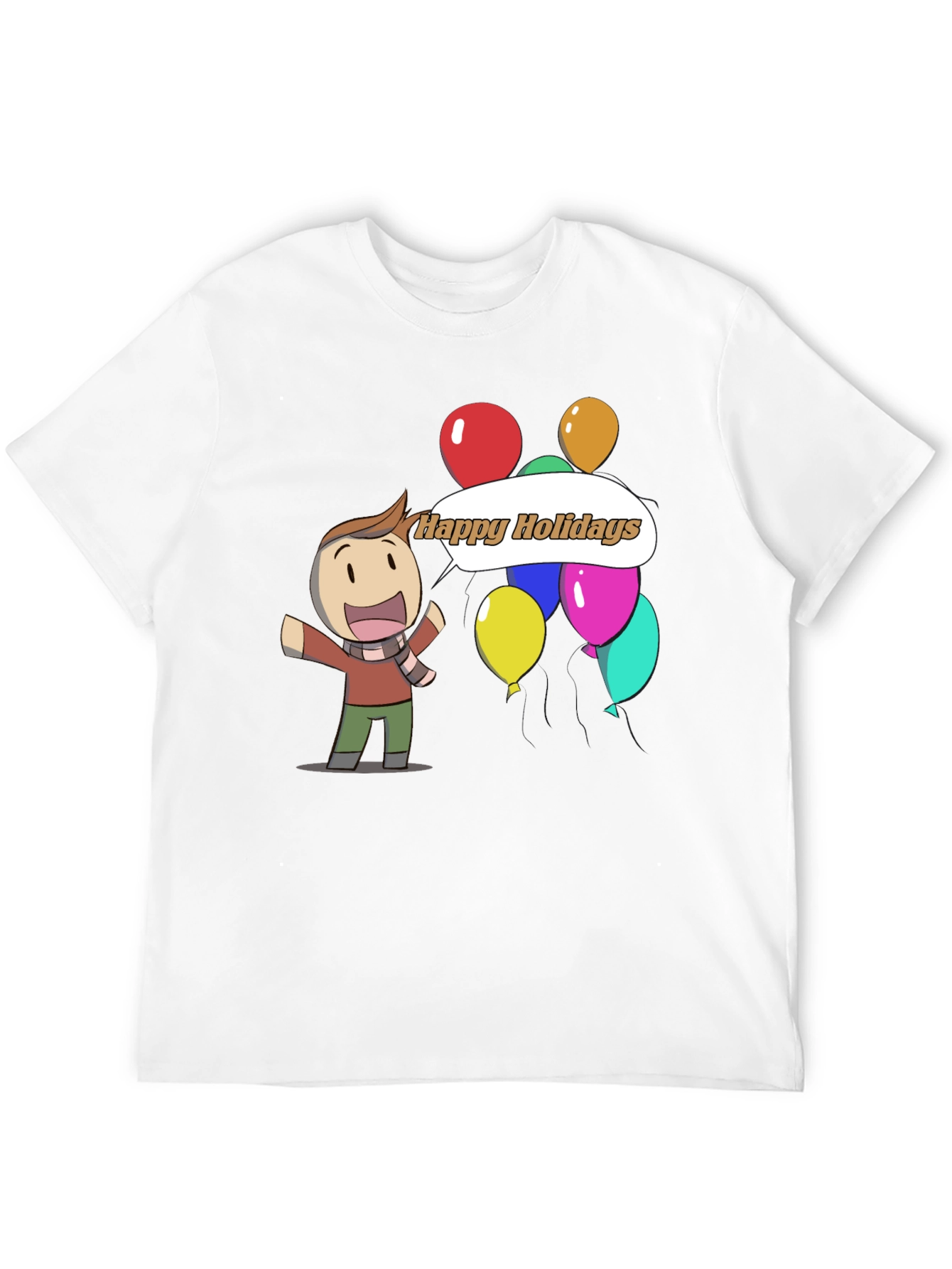 Happy Holidays Graphic Tee Festive Cartoon Shirt