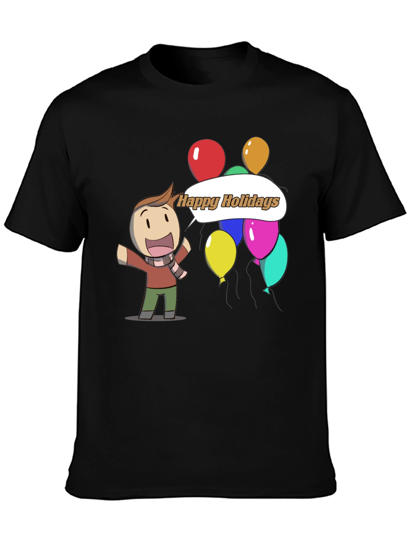 Happy Holidays Graphic Tee Festive Cartoon Shirt