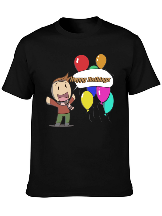 Happy Holidays Graphic Tee Festive Cartoon Shirt