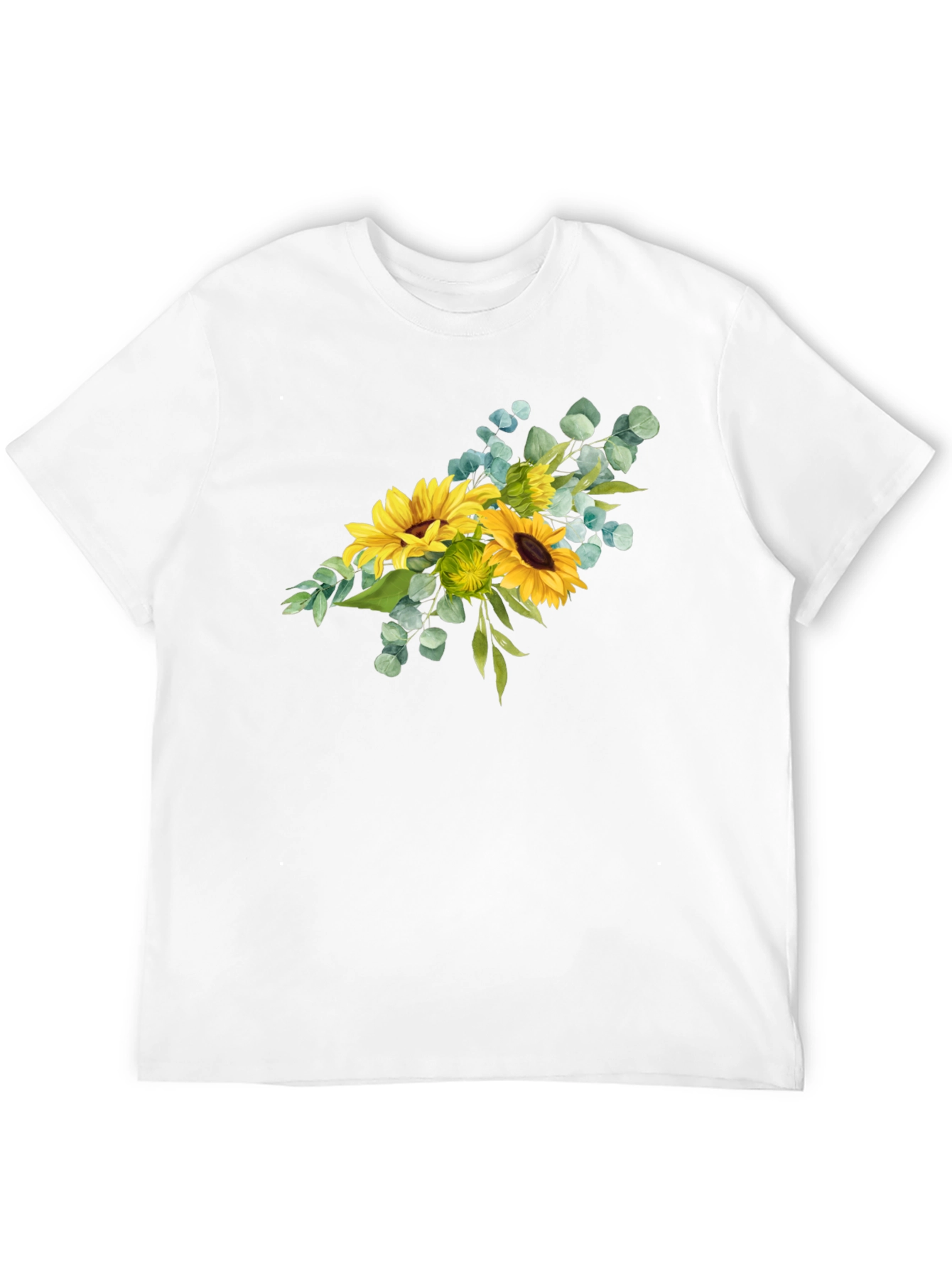 Sunflower Bouquet Graphic Print Black T-Shirt