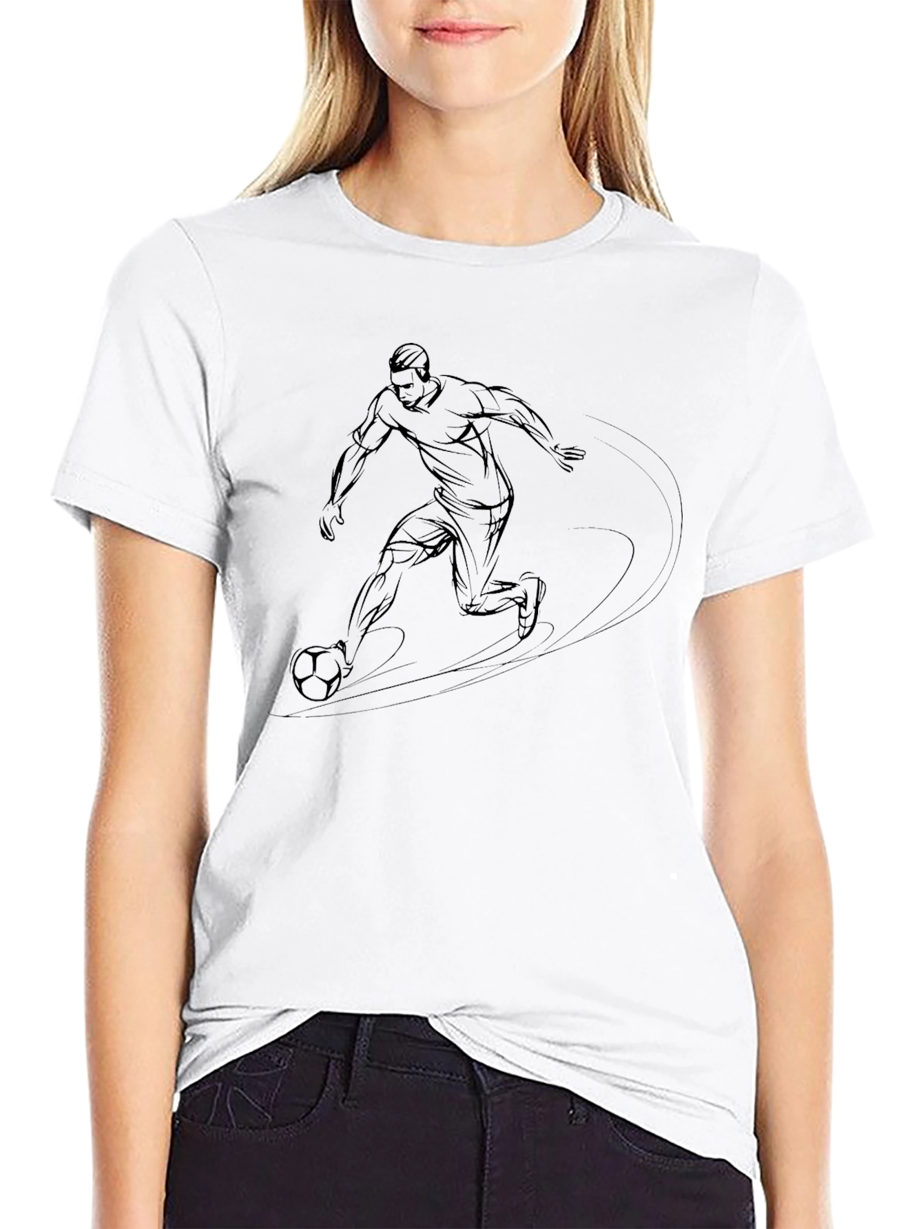 Soccer Player Graphic Tee - Black