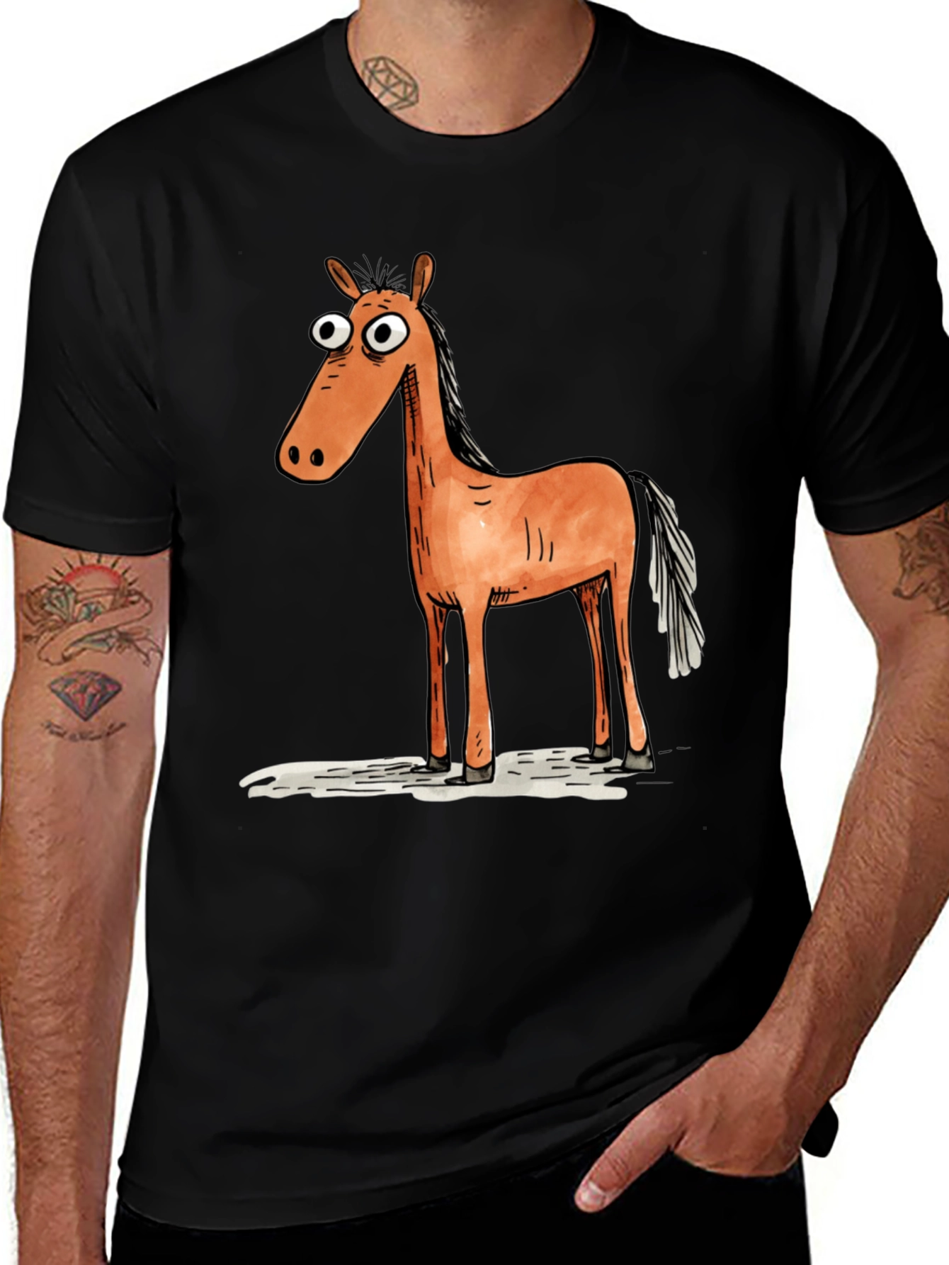 Cartoon Horse Graphic T-Shirt - Unisex