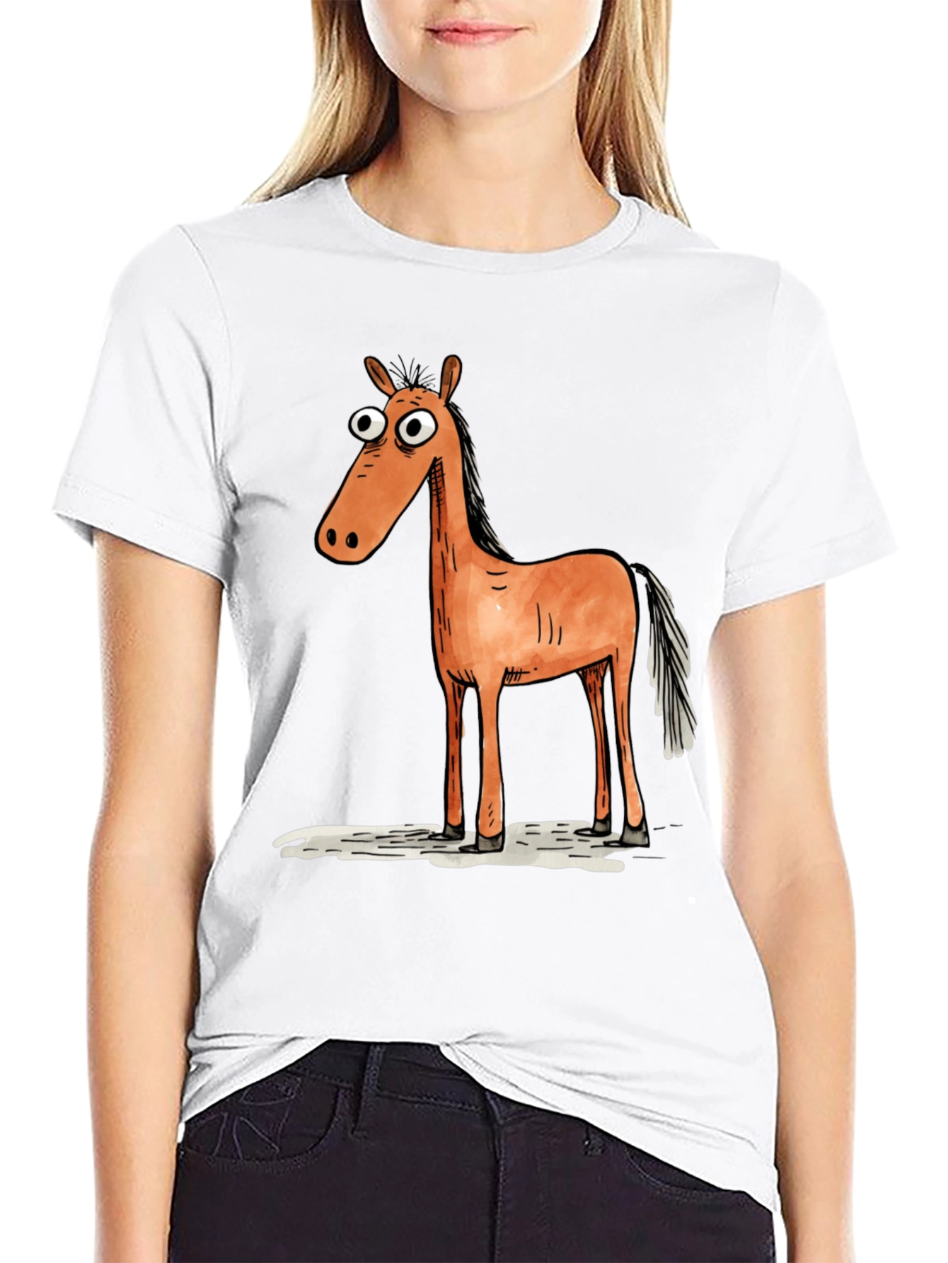 Cartoon Horse Graphic T-Shirt - Unisex