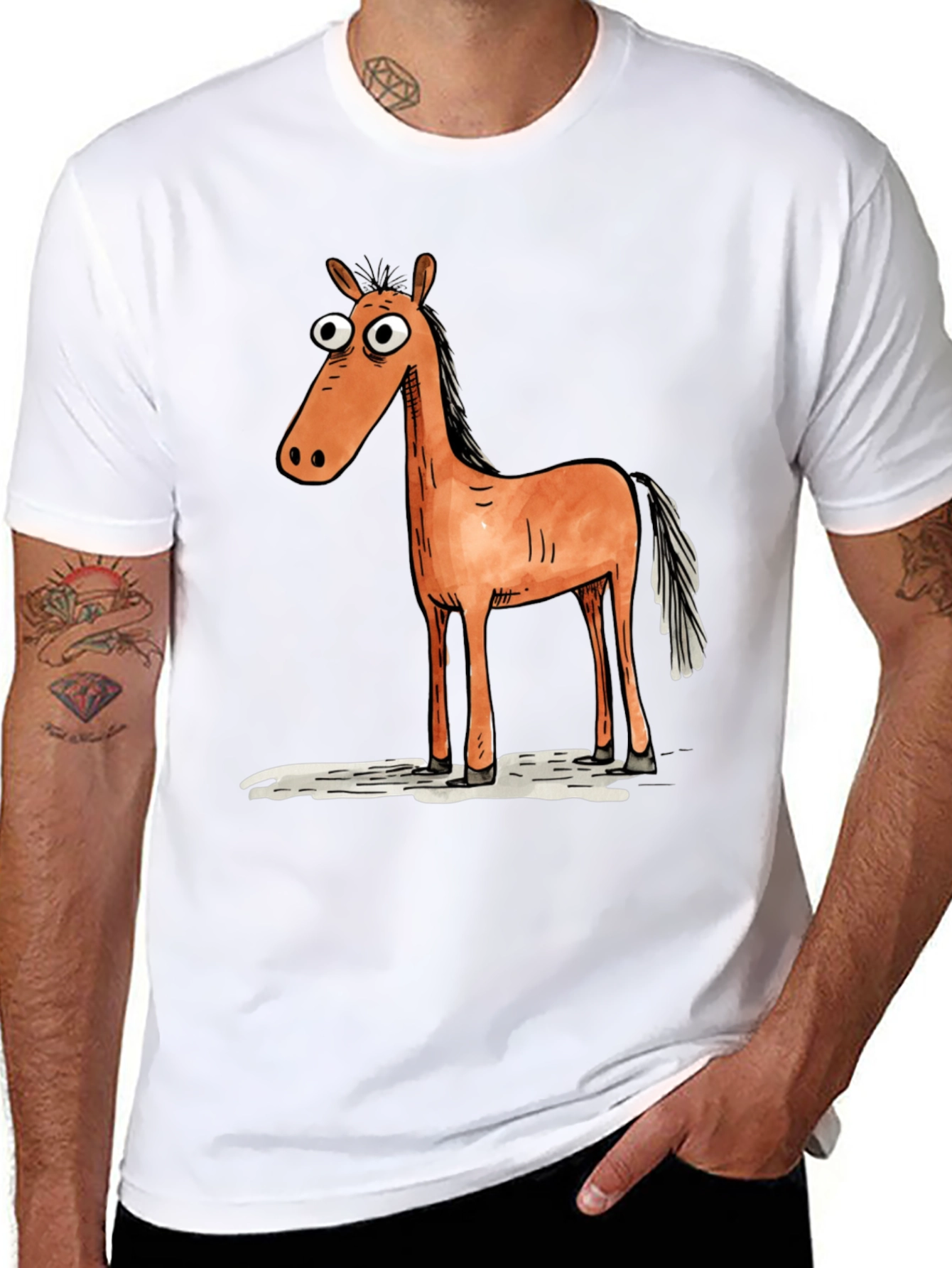 Cartoon Horse Graphic T-Shirt - Unisex