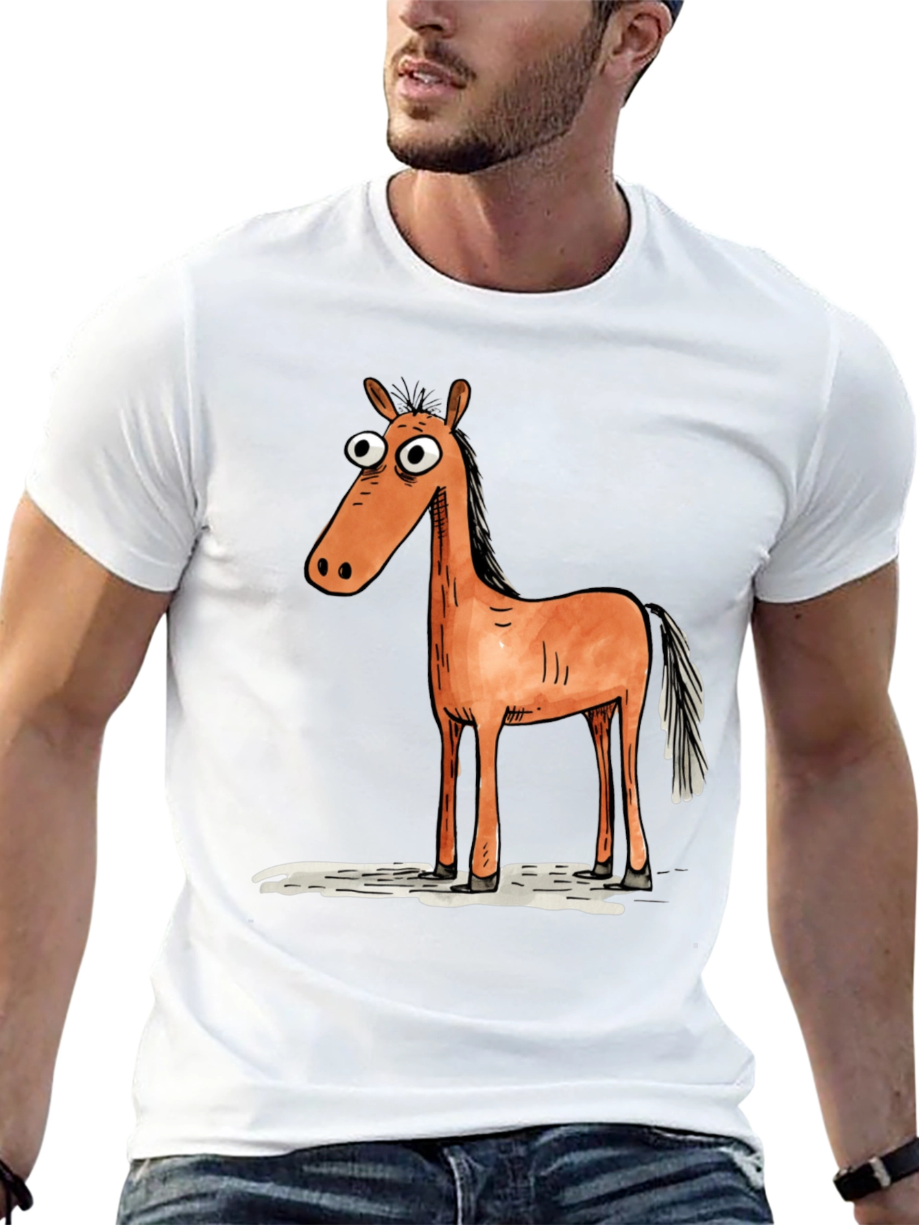Cartoon Horse Graphic T-Shirt - Unisex