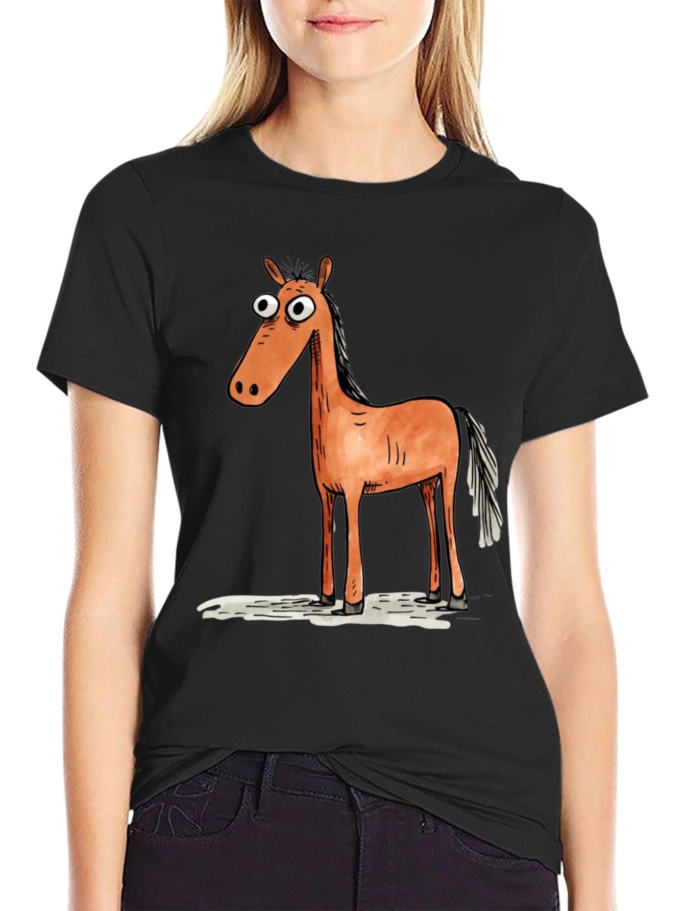 Cartoon Horse Graphic T-Shirt - Unisex