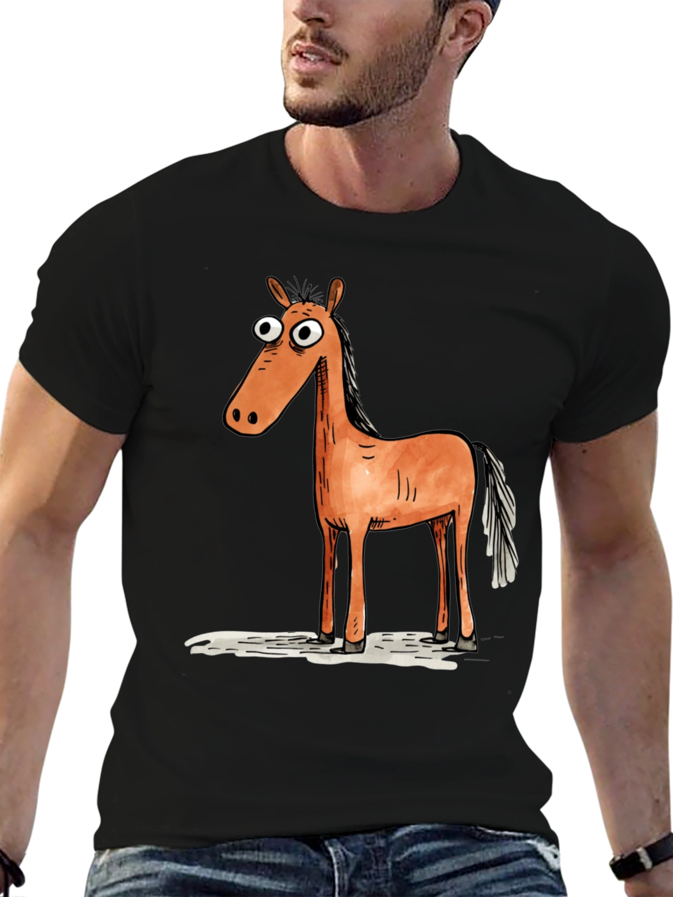 Cartoon Horse Graphic T-Shirt - Unisex