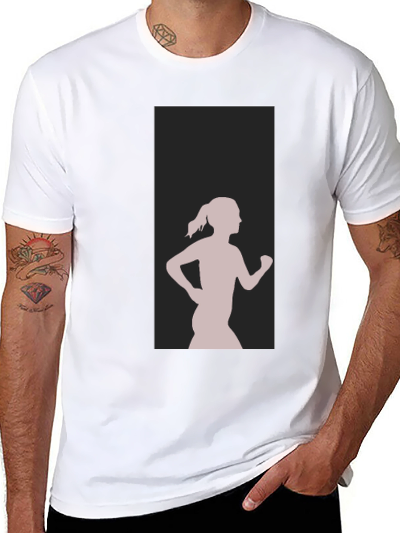 Black Graphic Tee - Running Girl Silhouette