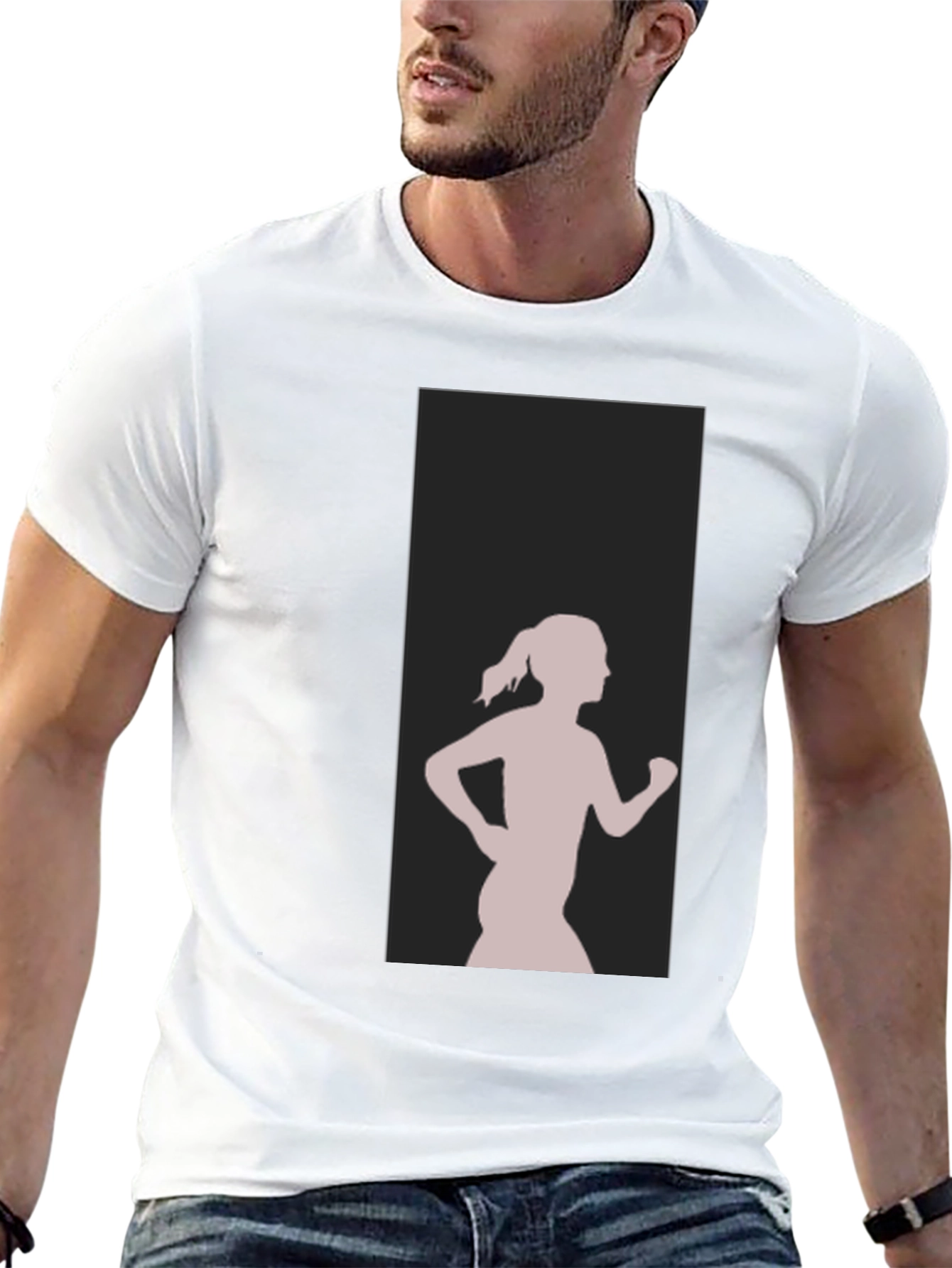 Black Graphic Tee - Running Girl Silhouette