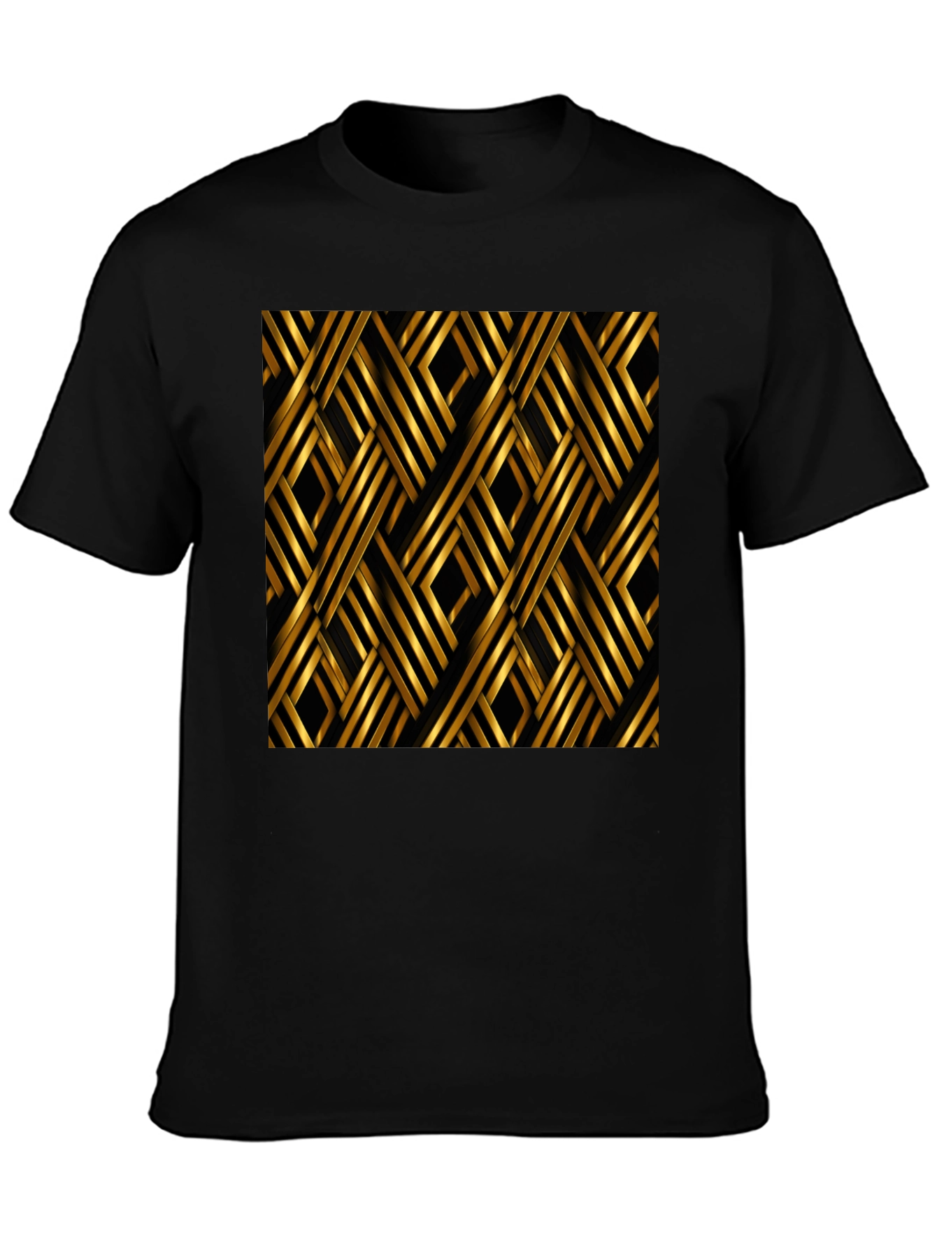 Stylish Black T-Shirt with Gold Geometric Pattern