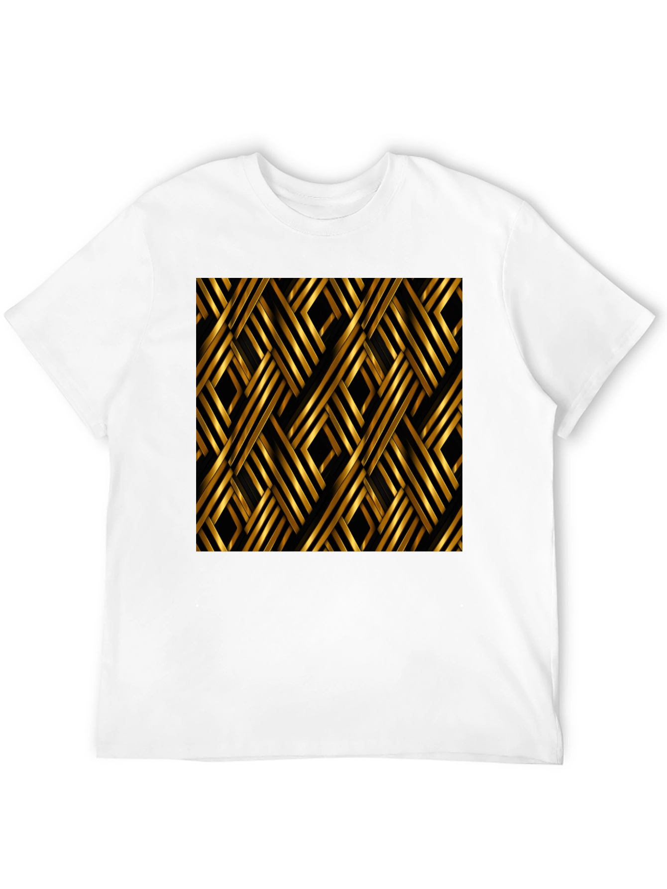 Stylish Black T-Shirt with Gold Geometric Pattern
