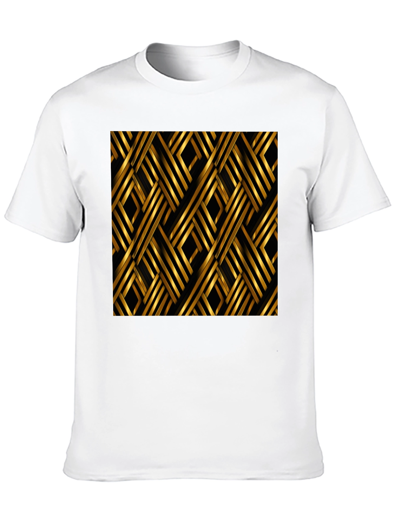 Stylish Black T-Shirt with Gold Geometric Pattern