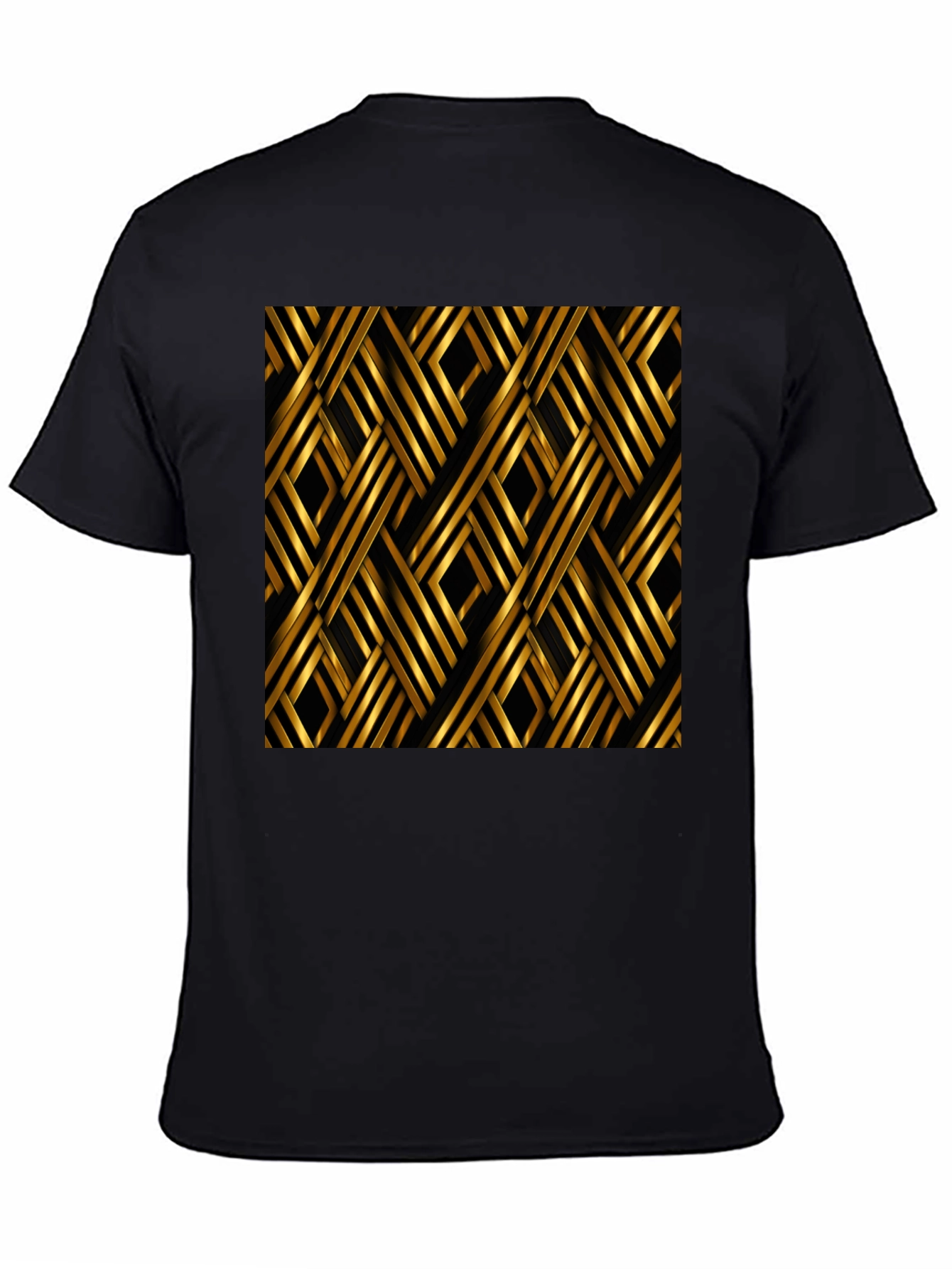 Stylish Black T-Shirt with Gold Geometric Pattern