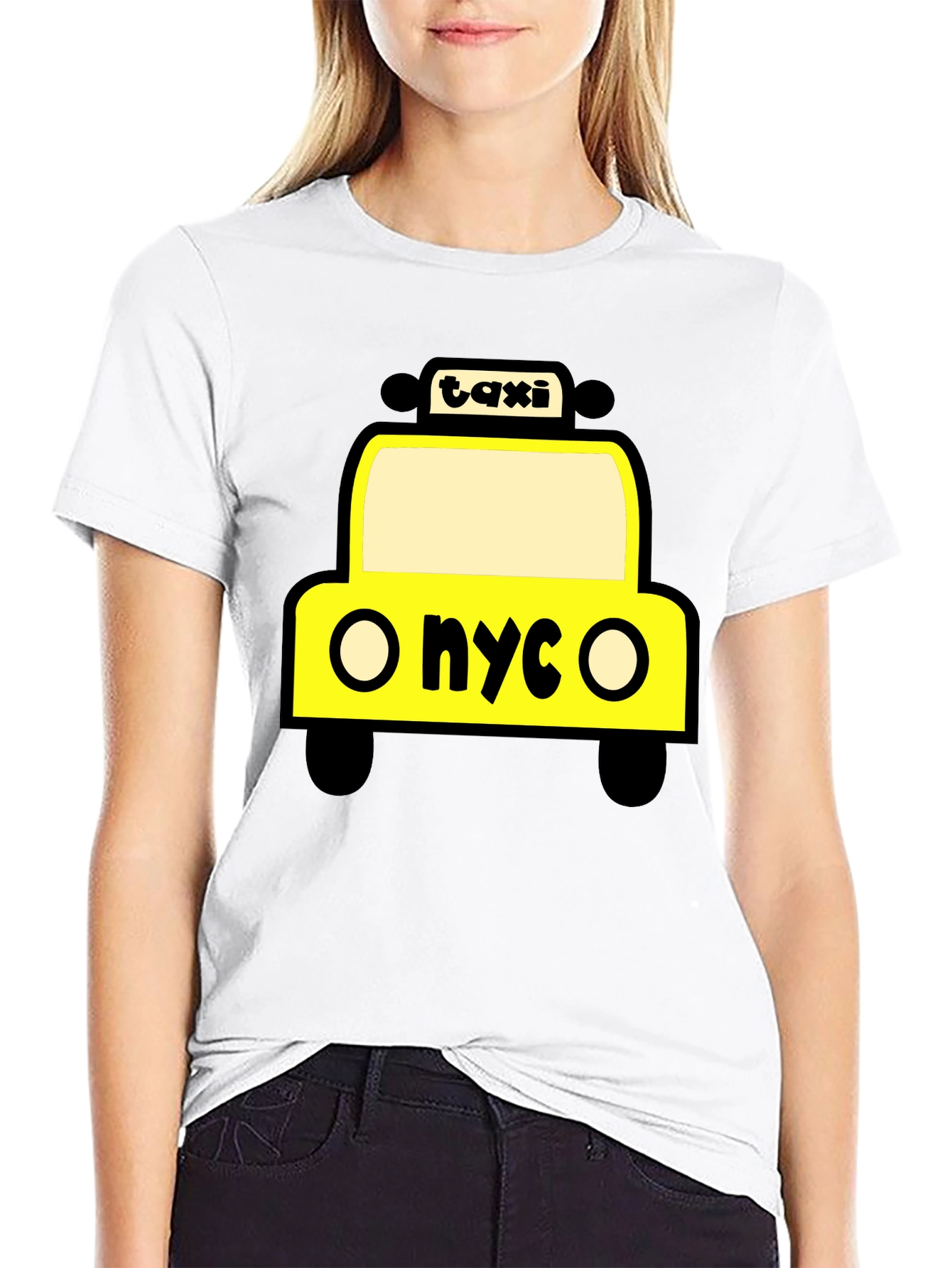 NYC Taxi Graphic Tee - Black Cotton T-Shirt