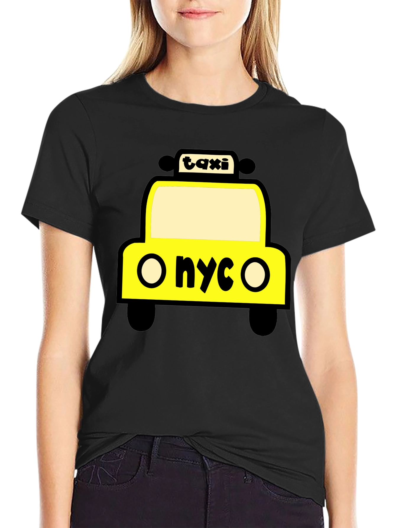 NYC Taxi Graphic Tee - Black Cotton T-Shirt