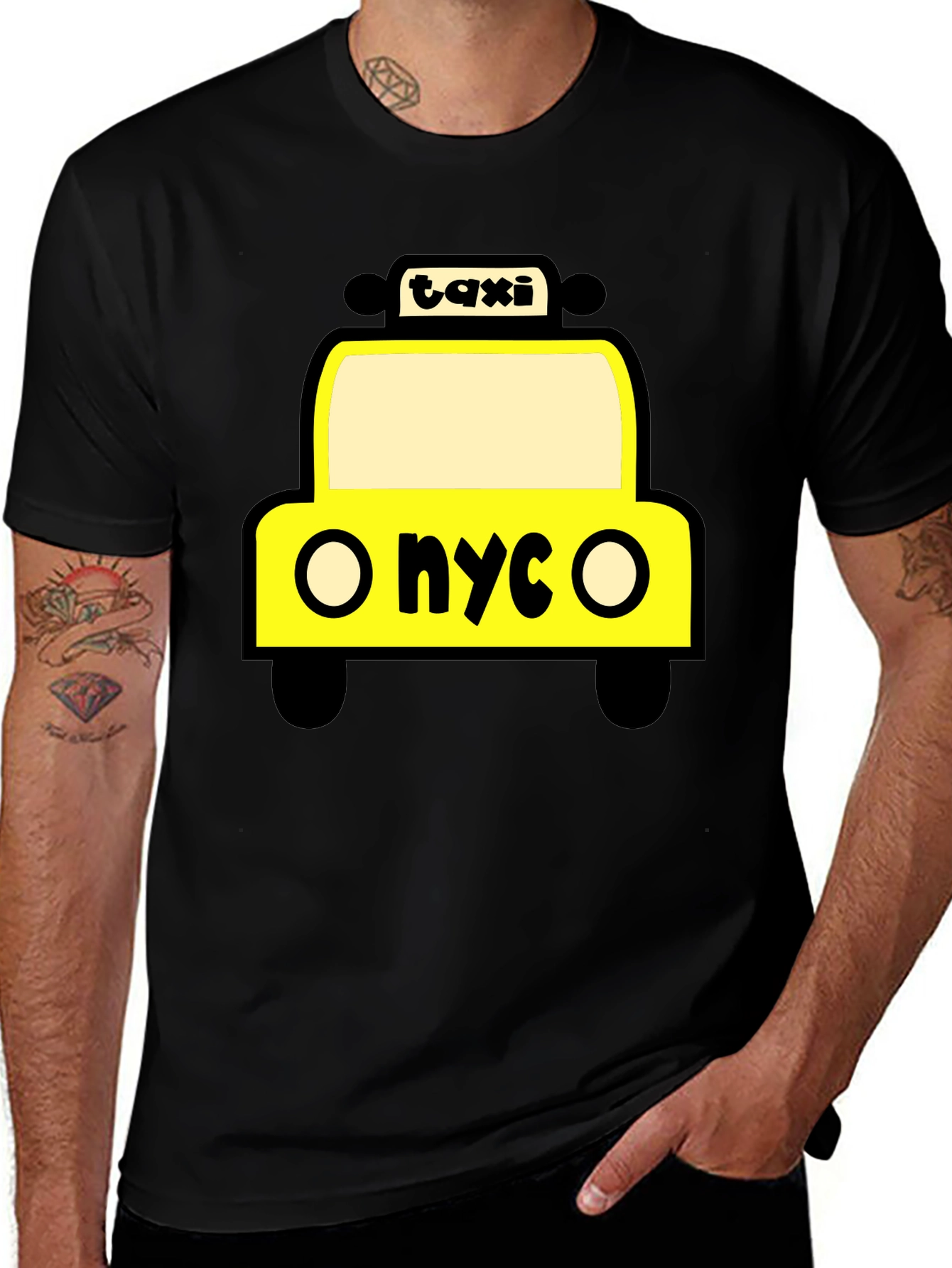 NYC Taxi Graphic Tee - Black Cotton T-Shirt