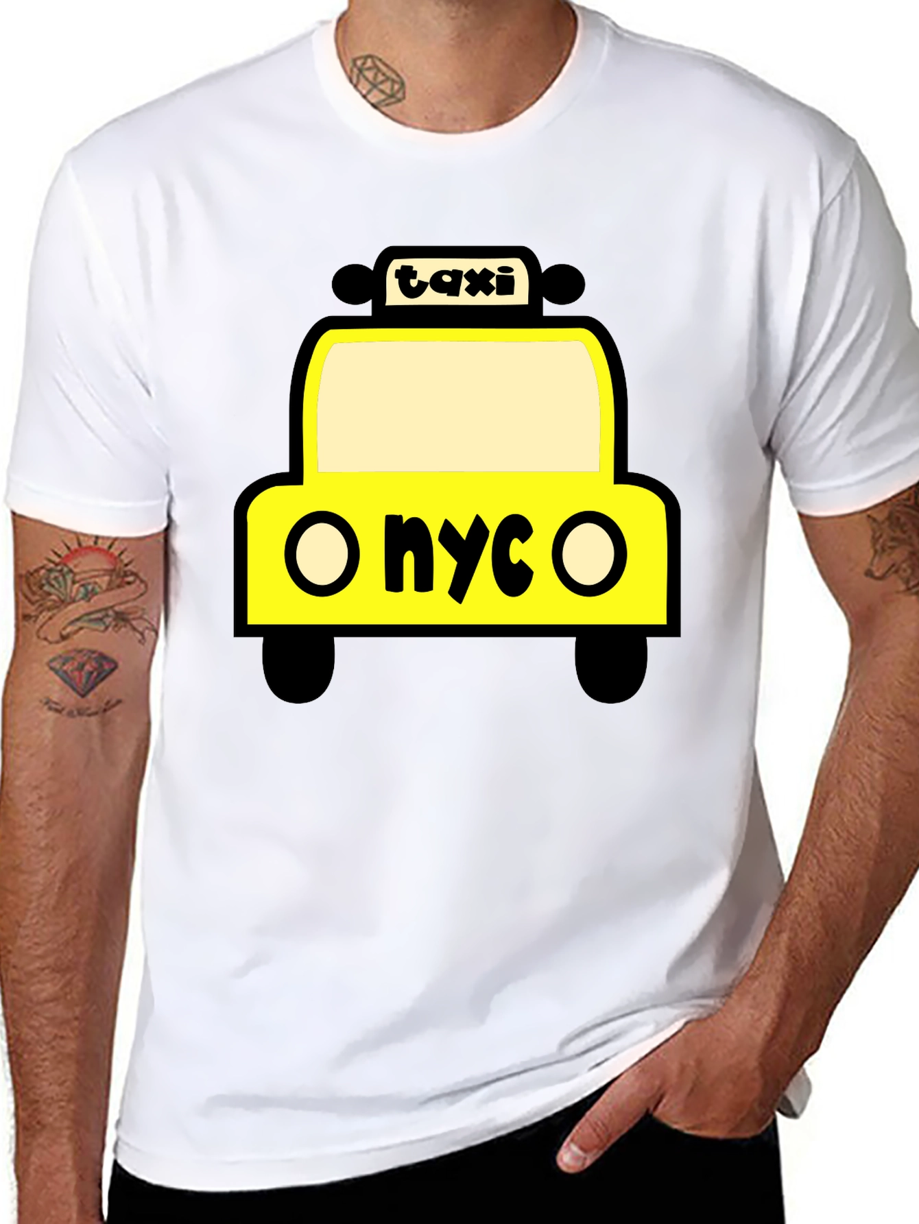 NYC Taxi Graphic Tee - Black Cotton T-Shirt