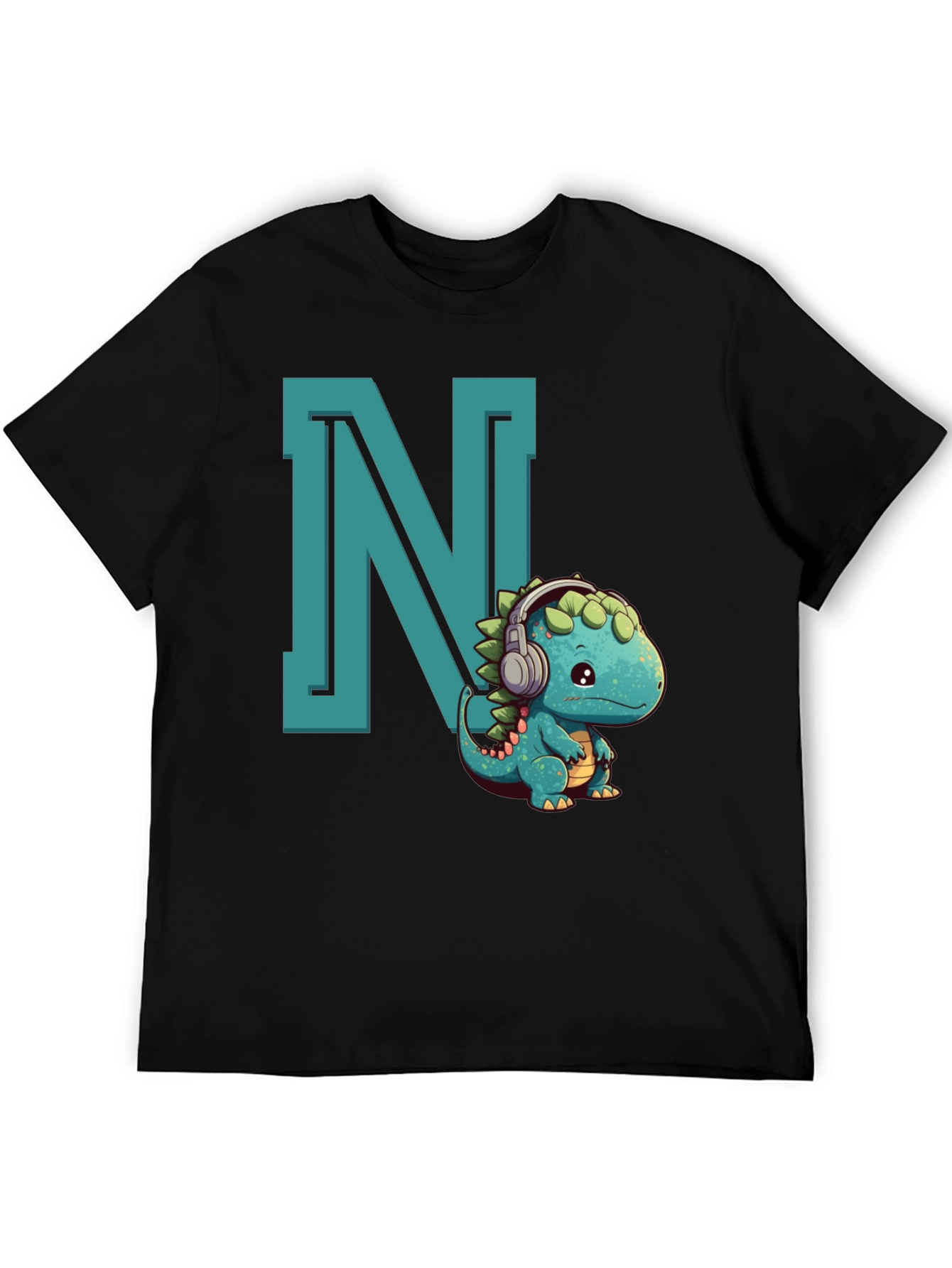 Cute Dinosaur Letter N Graphic Tee