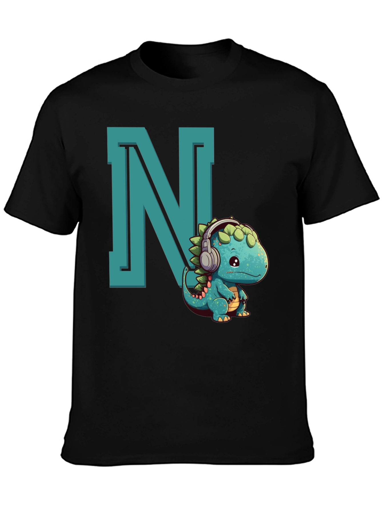Cute Dinosaur Letter N Graphic Tee