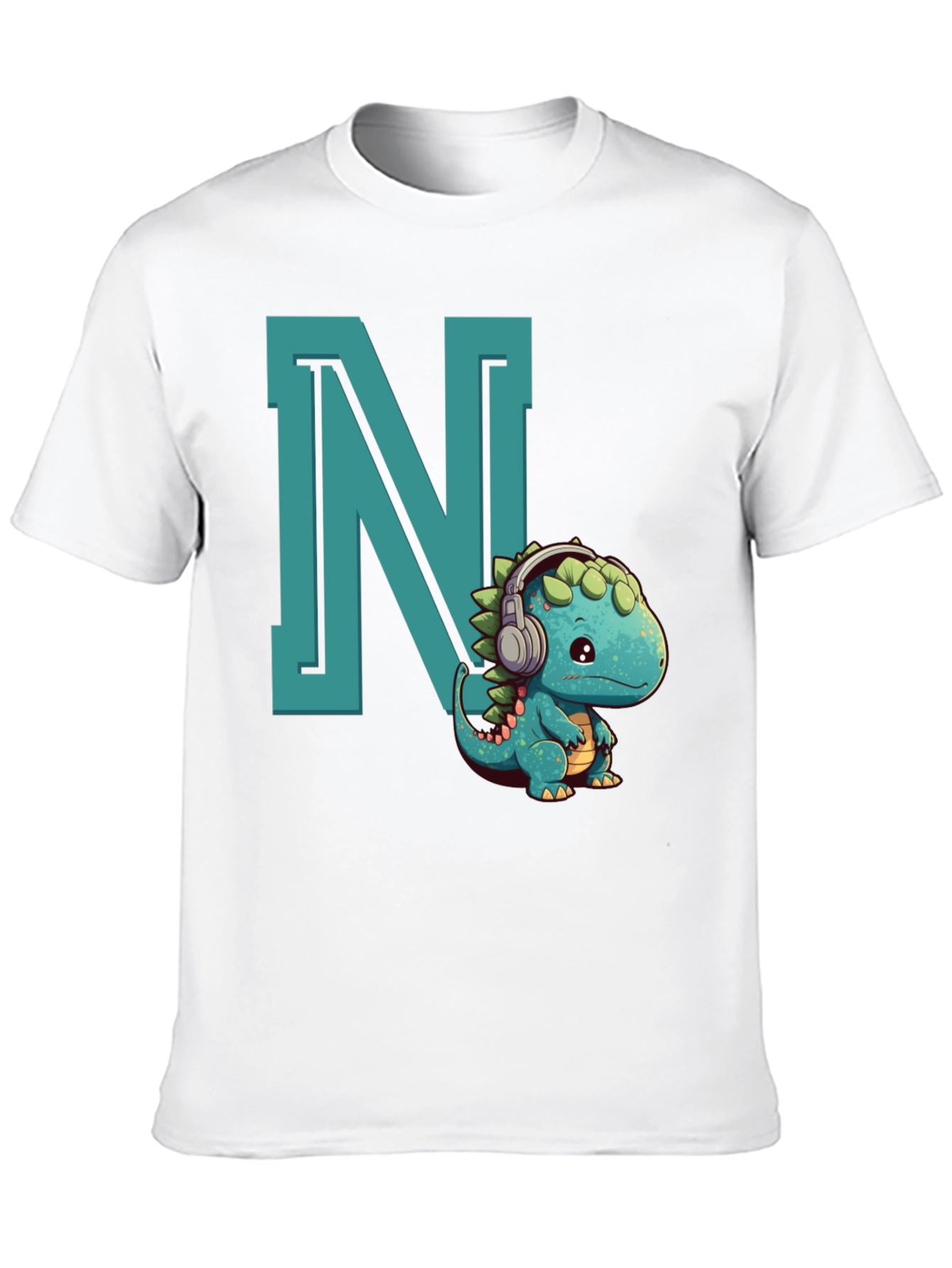 Cute Dinosaur Letter N Graphic Tee