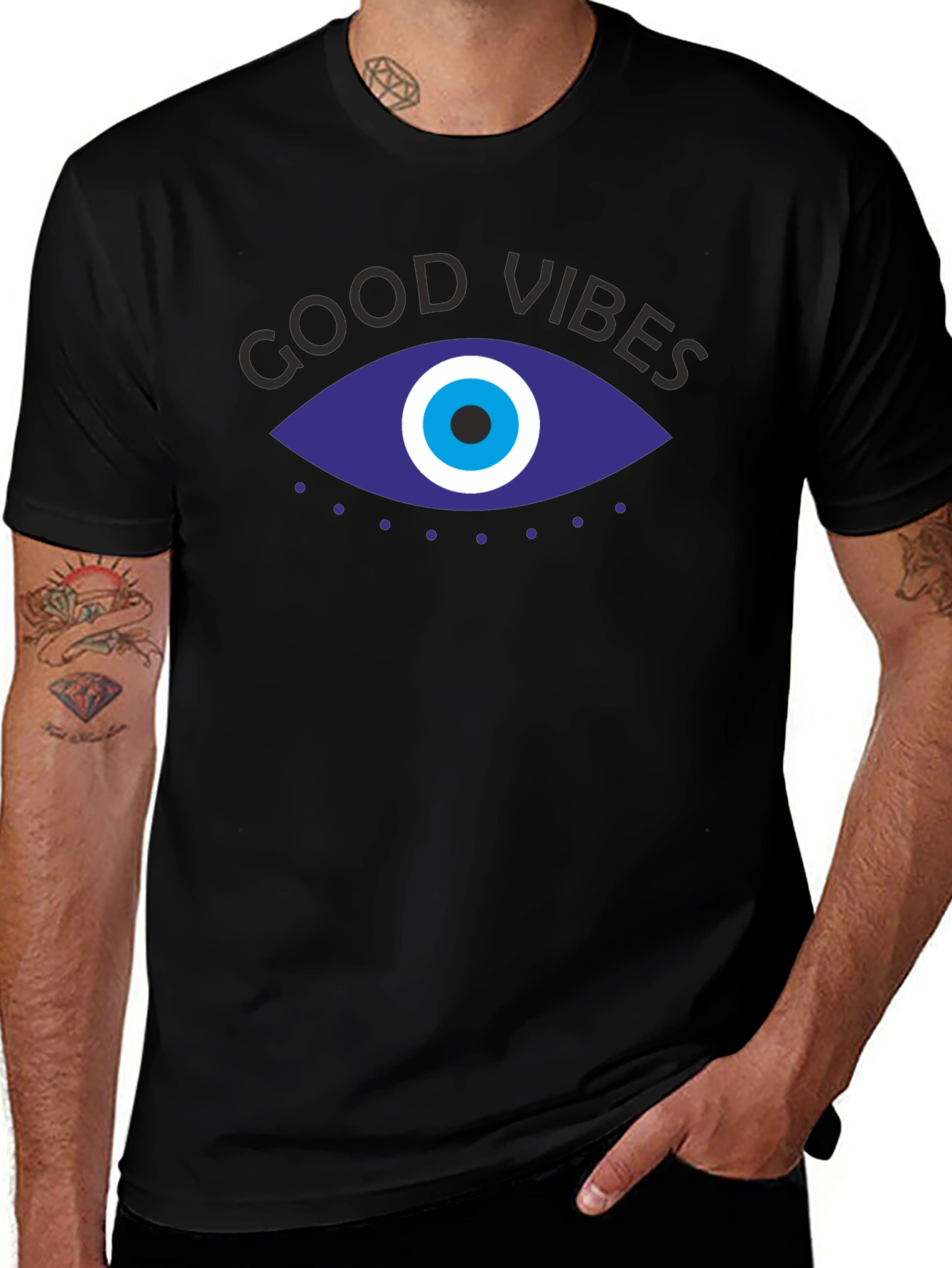 Good Vibes Evil Eye Graphic Tee - Black Unisex