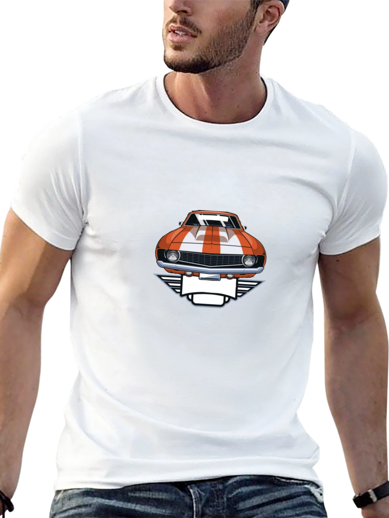 Classic Car Graphic Tee - Black Cotton T-Shirt