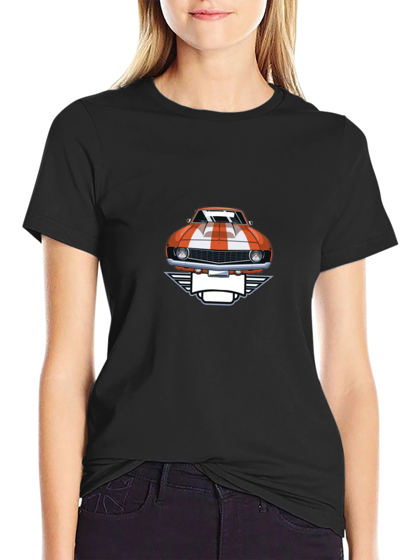 Classic Car Graphic Tee - Black Cotton T-Shirt
