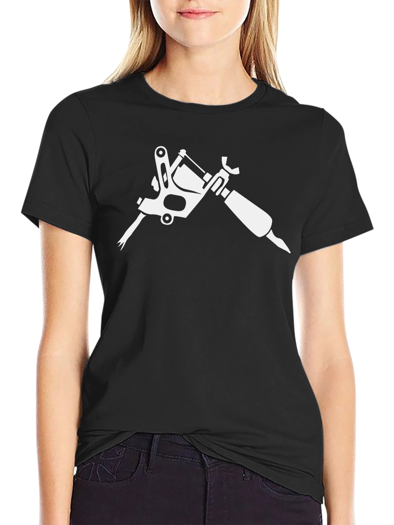 Cool Tattoo Gun Graphic T-Shirt - Black