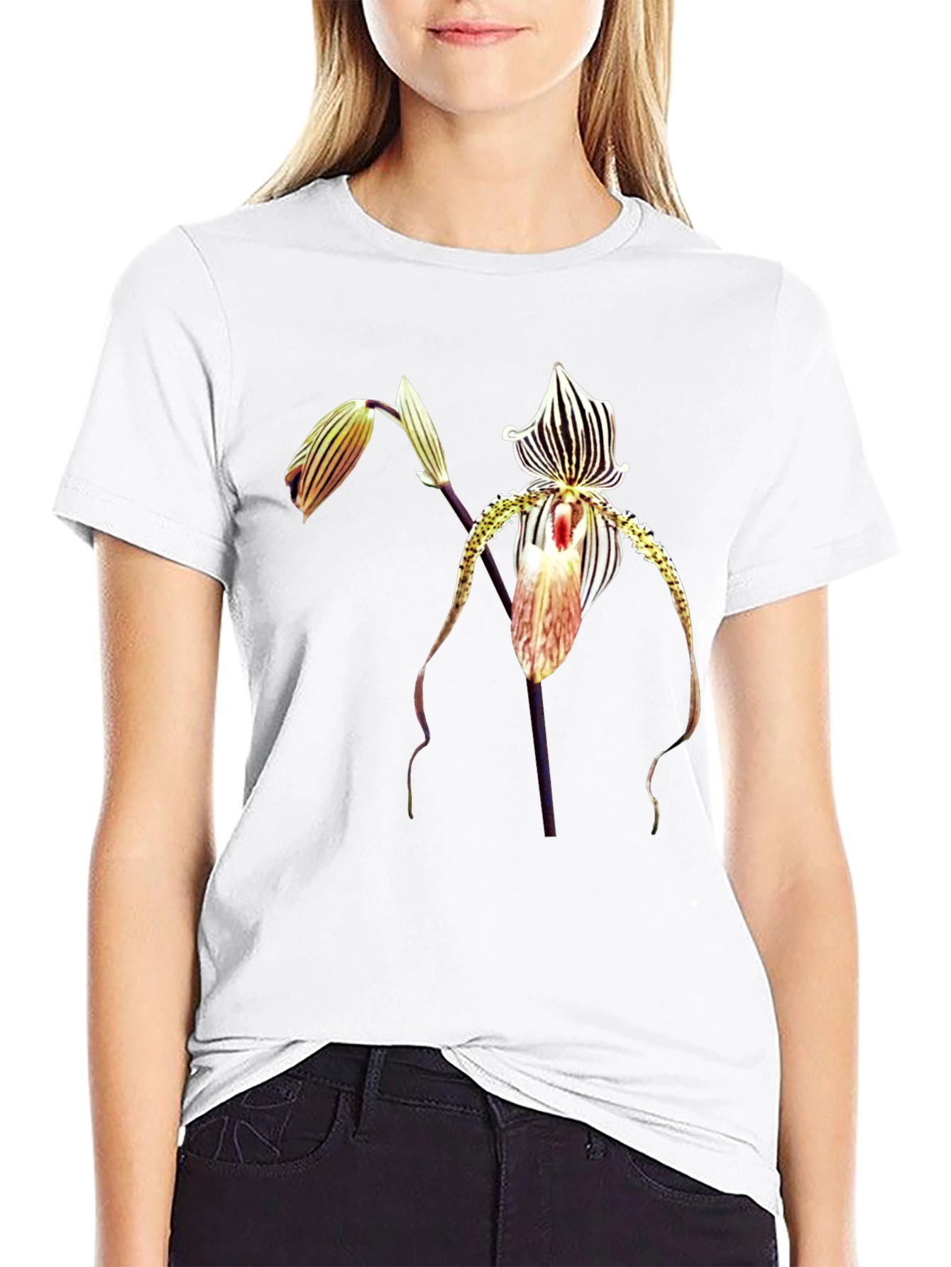 Exotic Orchid Graphic Black Tee