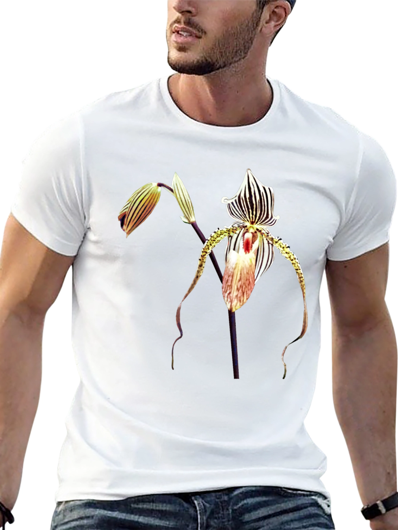 Exotic Orchid Graphic Black Tee