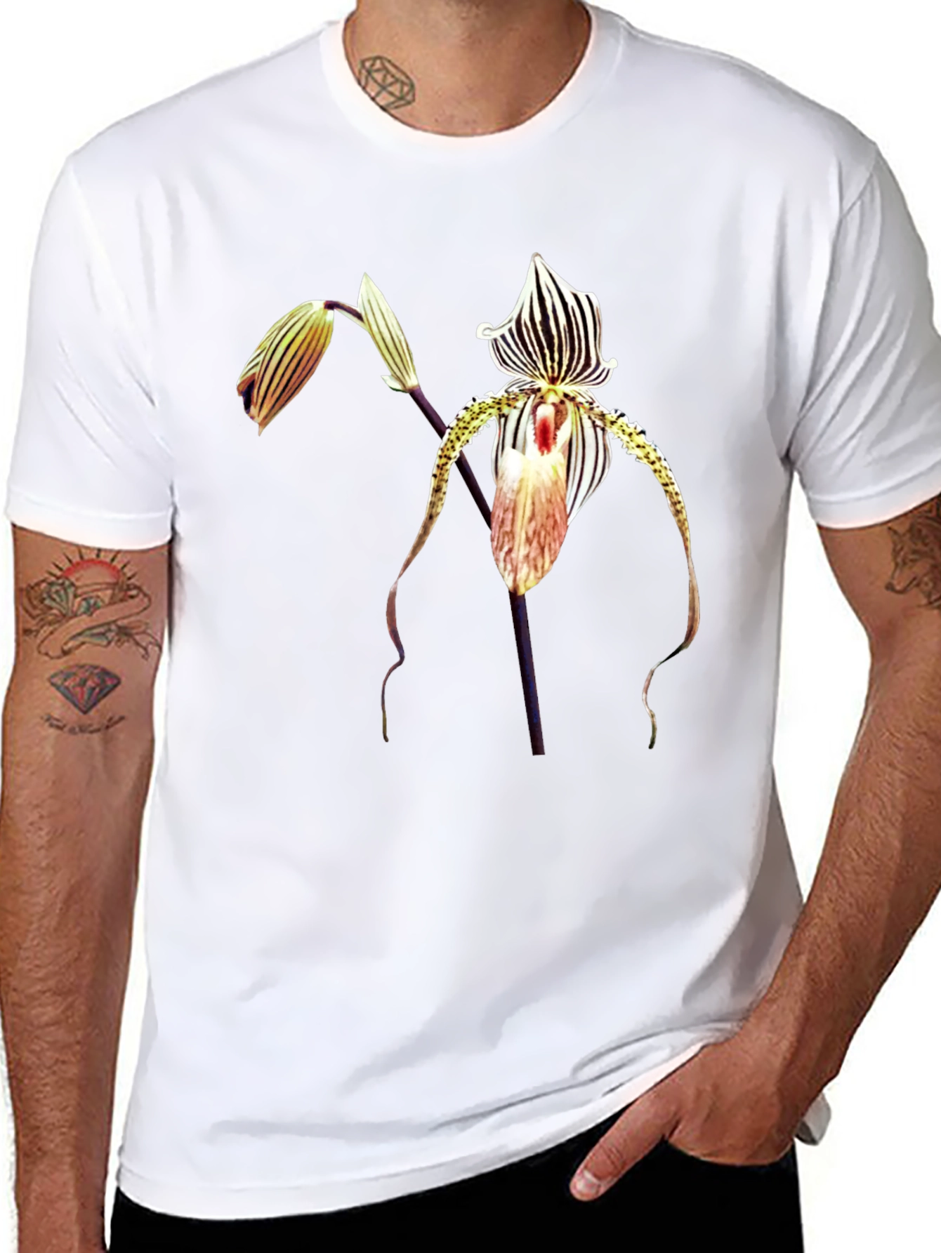 Exotic Orchid Graphic Black Tee