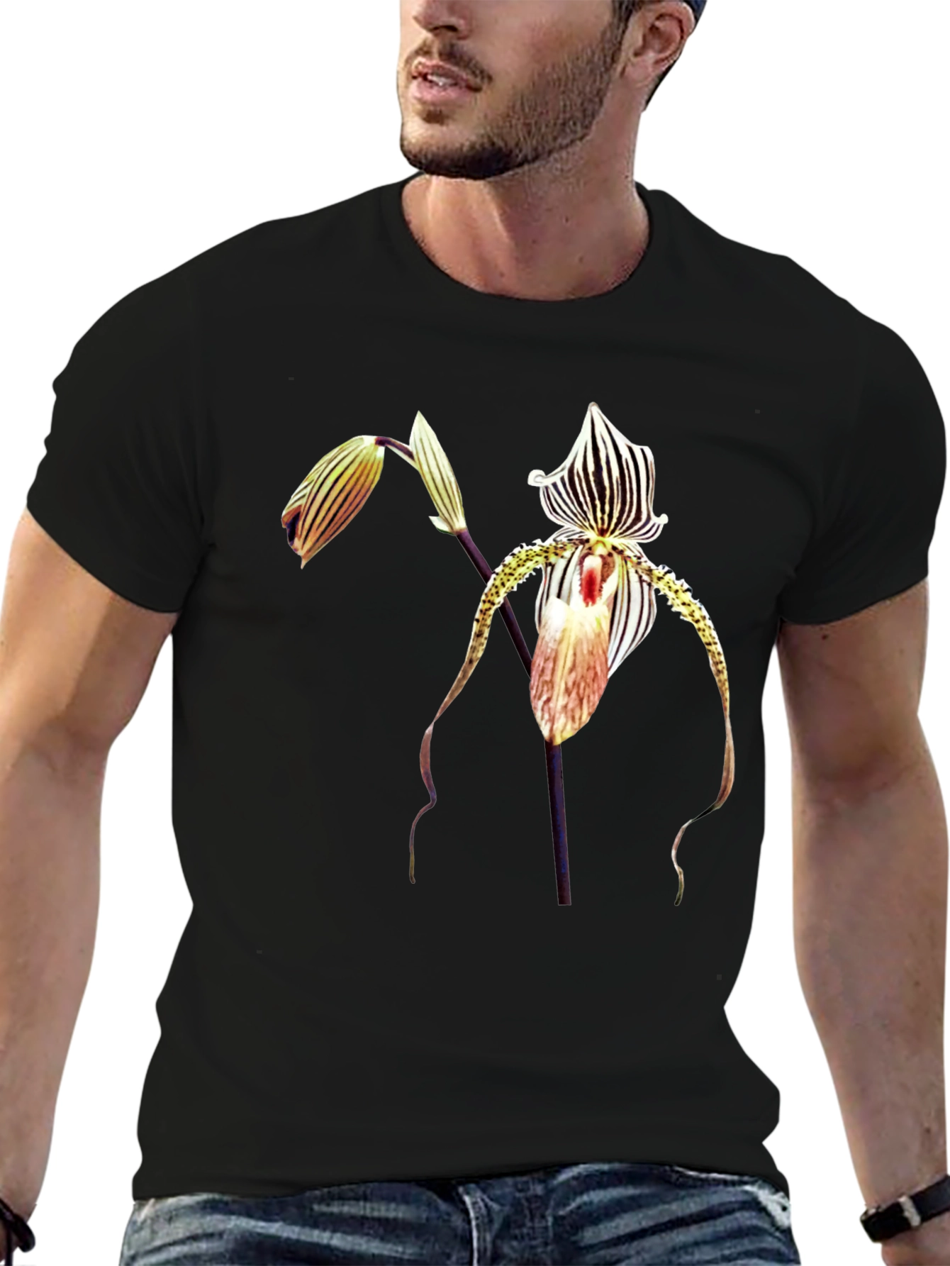 Exotic Orchid Graphic Black Tee