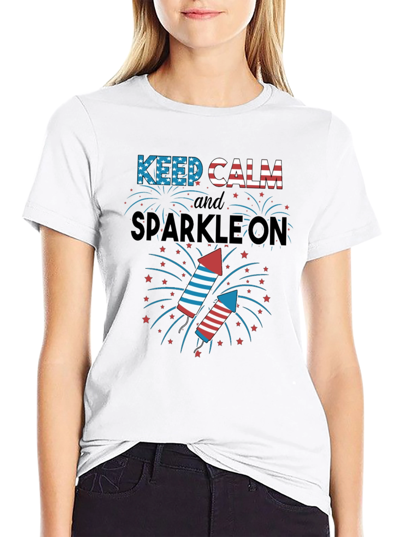 Keep Calm and Sparkle On Fourth of July T-Shirt