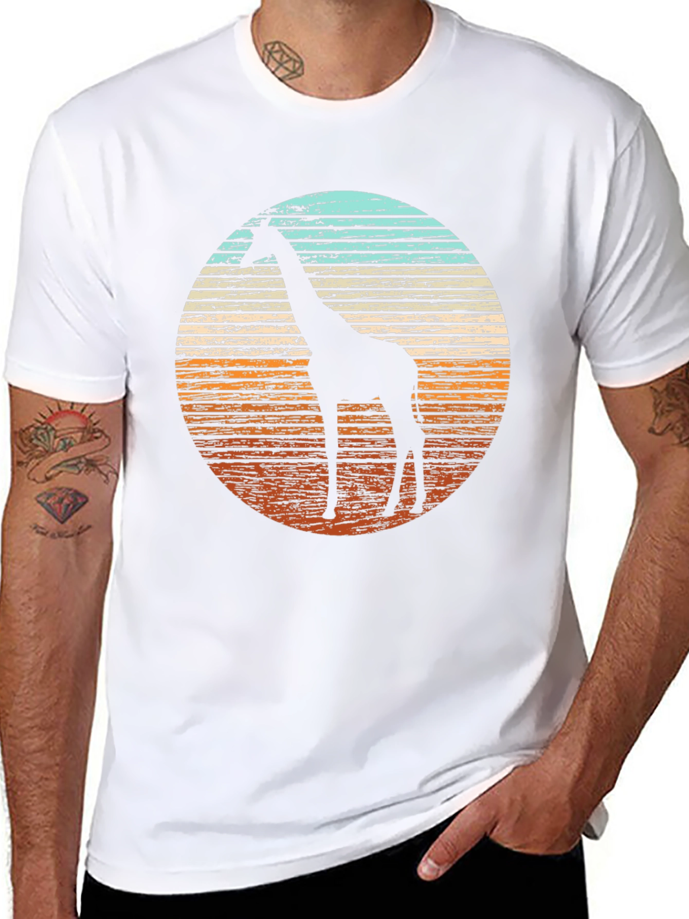 Giraffe Silhouette Sunset Graphic Tee