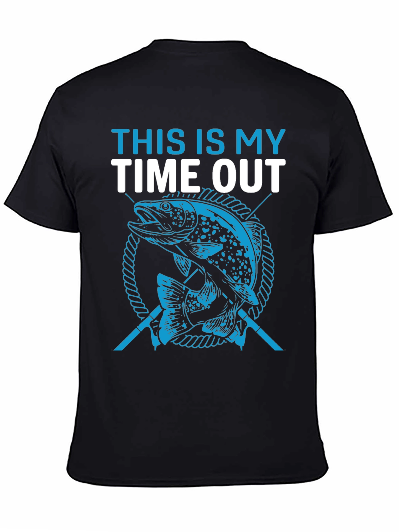 Fishing Time Out Graphic Tee - Black Cotton T-Shirt