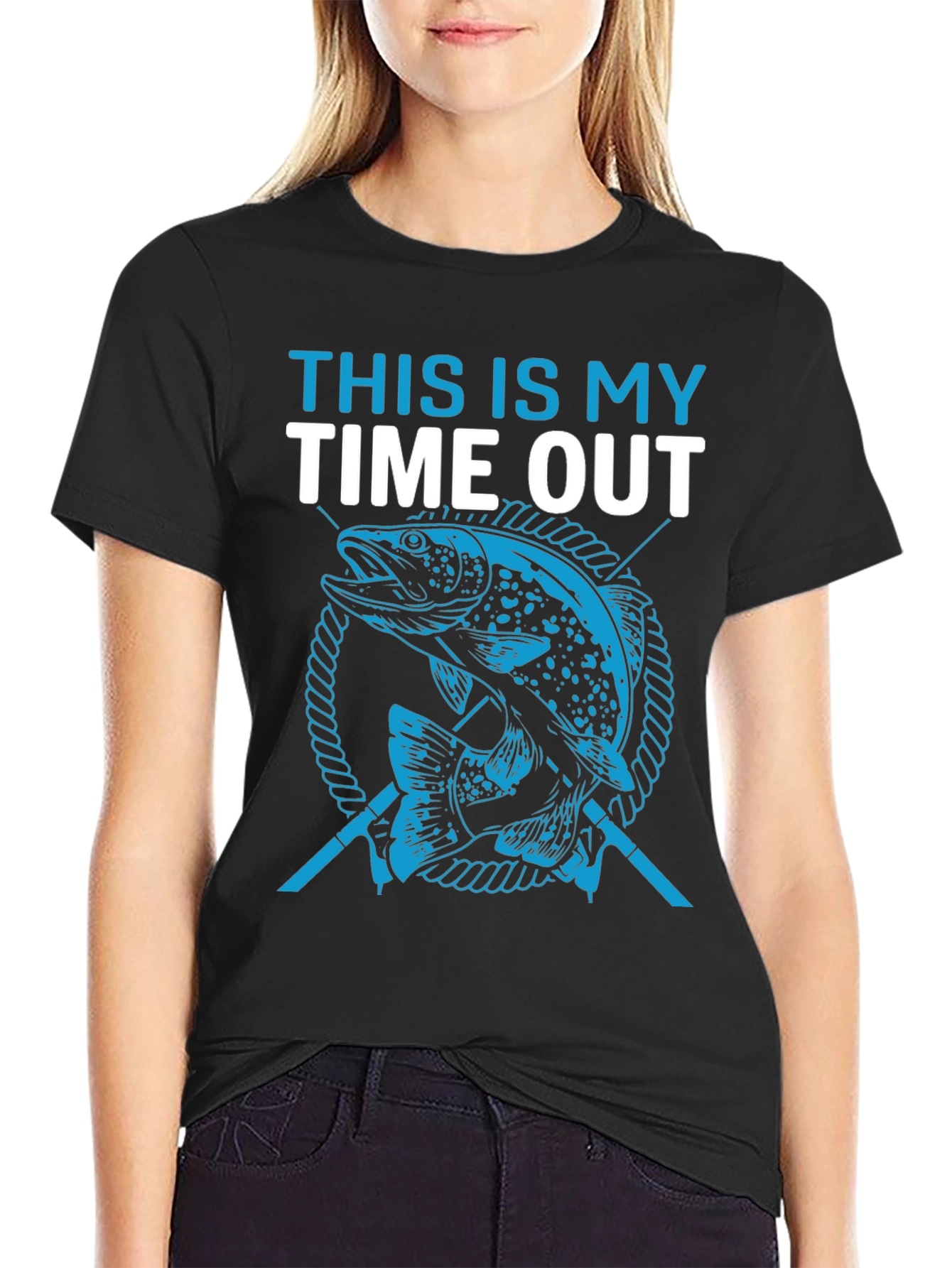 Fishing Time Out Graphic Tee - Black Cotton T-Shirt