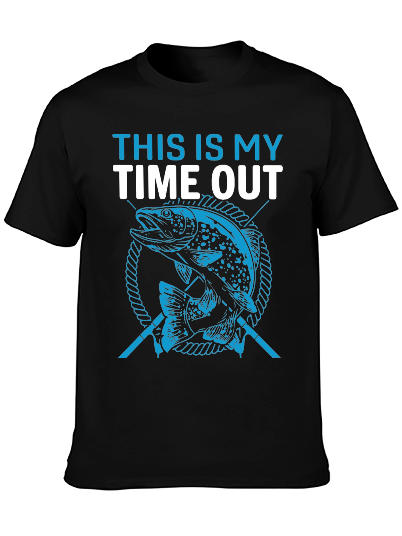Fishing Time Out Graphic Tee - Black Cotton T-Shirt