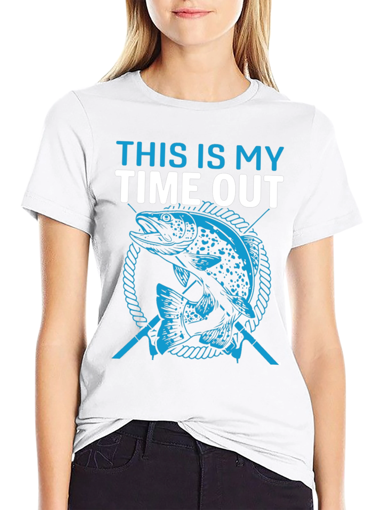 Fishing Time Out Graphic Tee - Black Cotton T-Shirt