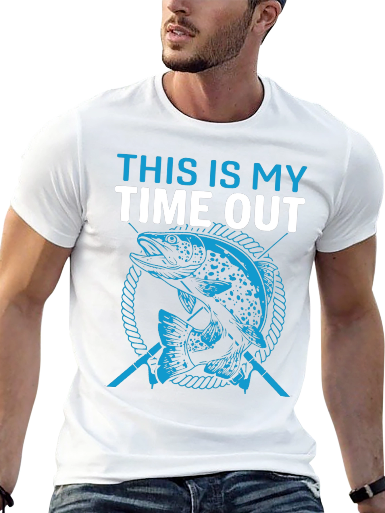 Fishing Time Out Graphic Tee - Black Cotton T-Shirt