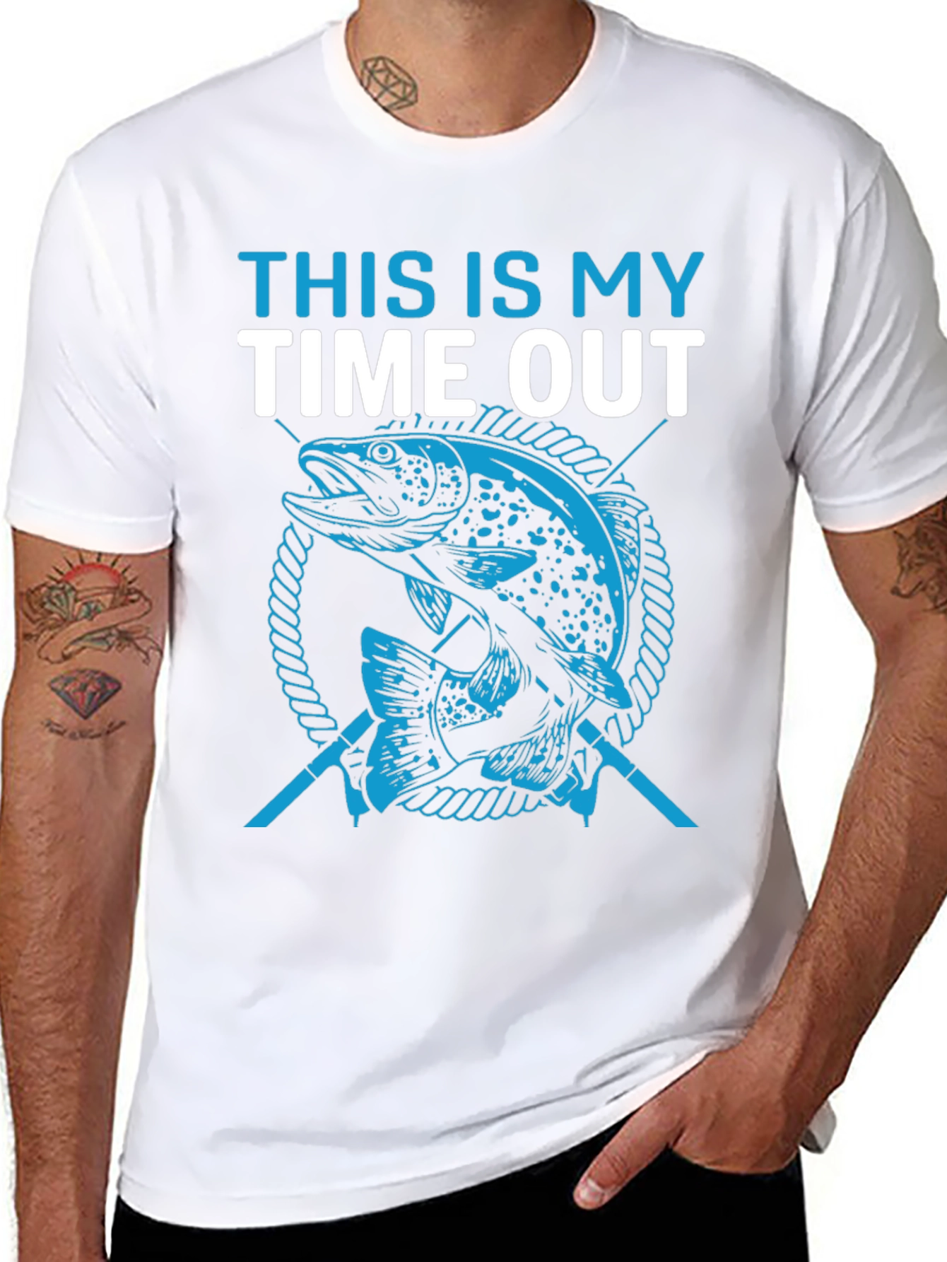 Fishing Time Out Graphic Tee - Black Cotton T-Shirt