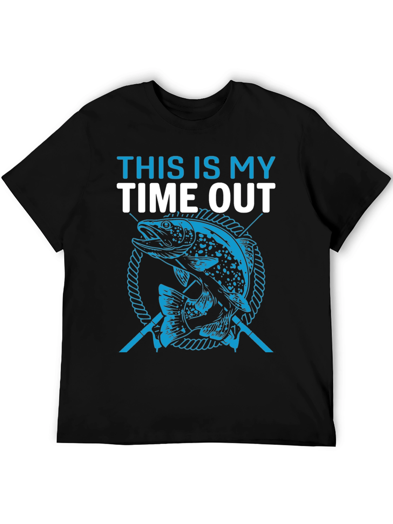 Fishing Time Out Graphic Tee - Black Cotton T-Shirt