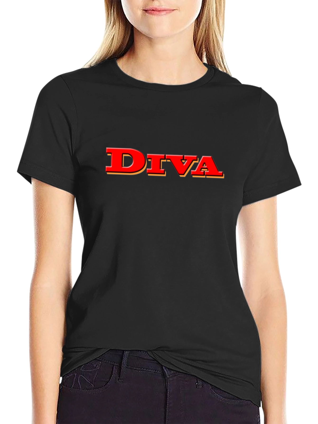 Diva Graphic Tee - Stylish Black T-Shirt