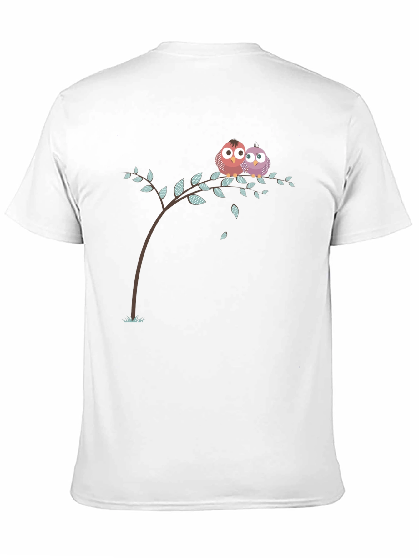 Cute Owl Couple on Branch Black T-Shirt