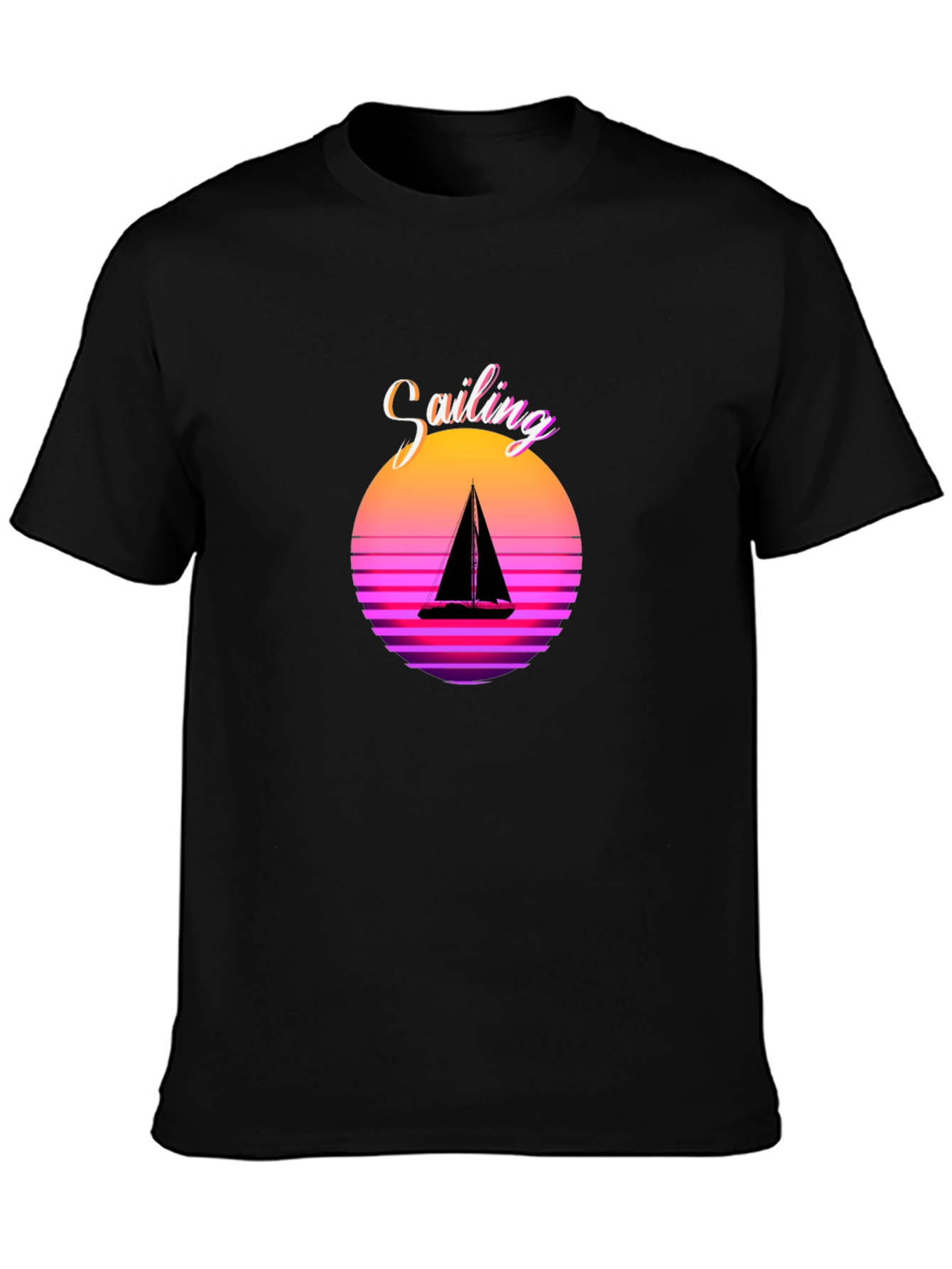 Sailing Sunset Graphic Tee - Black