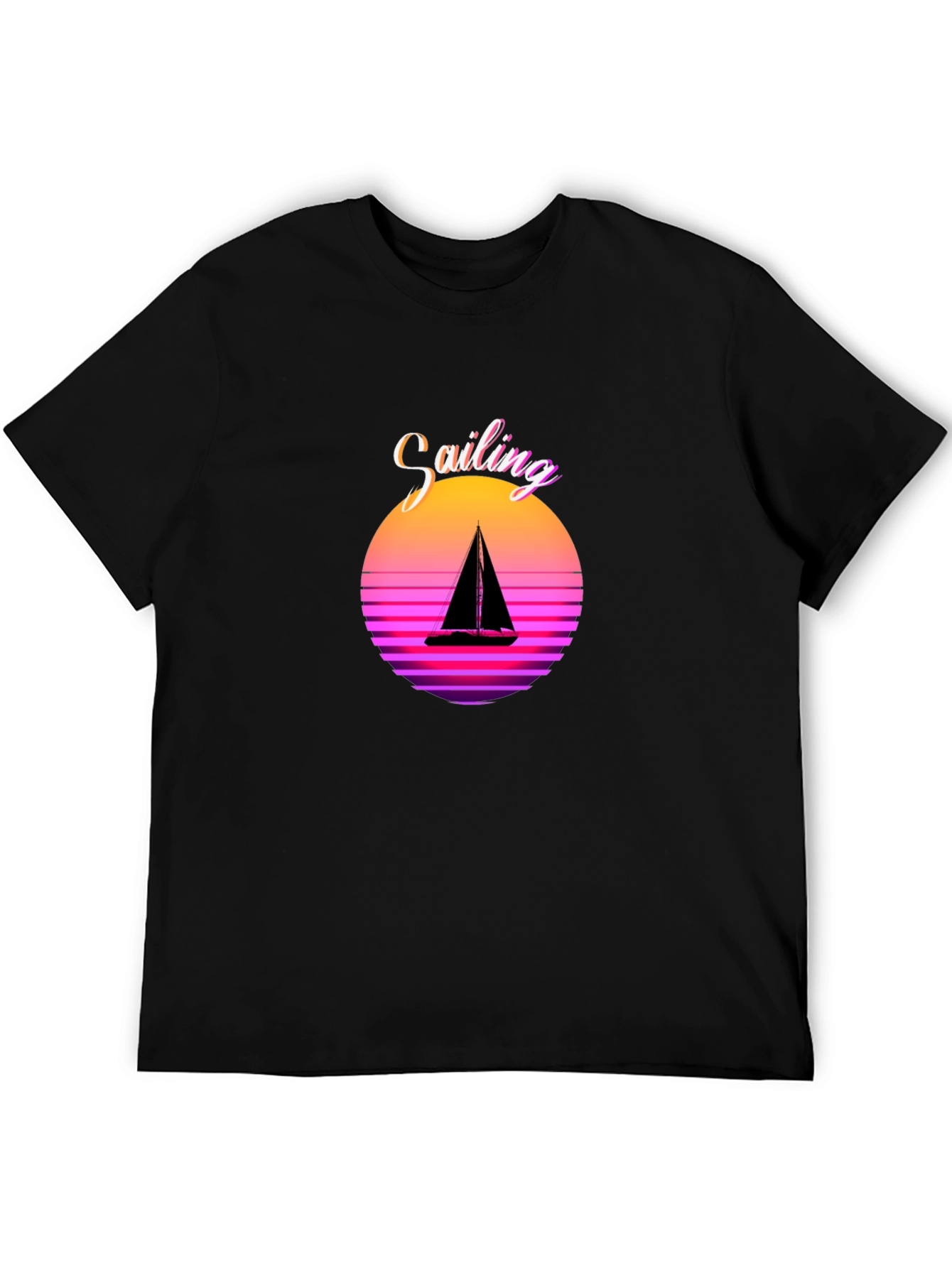 Sailing Sunset Graphic Tee - Black
