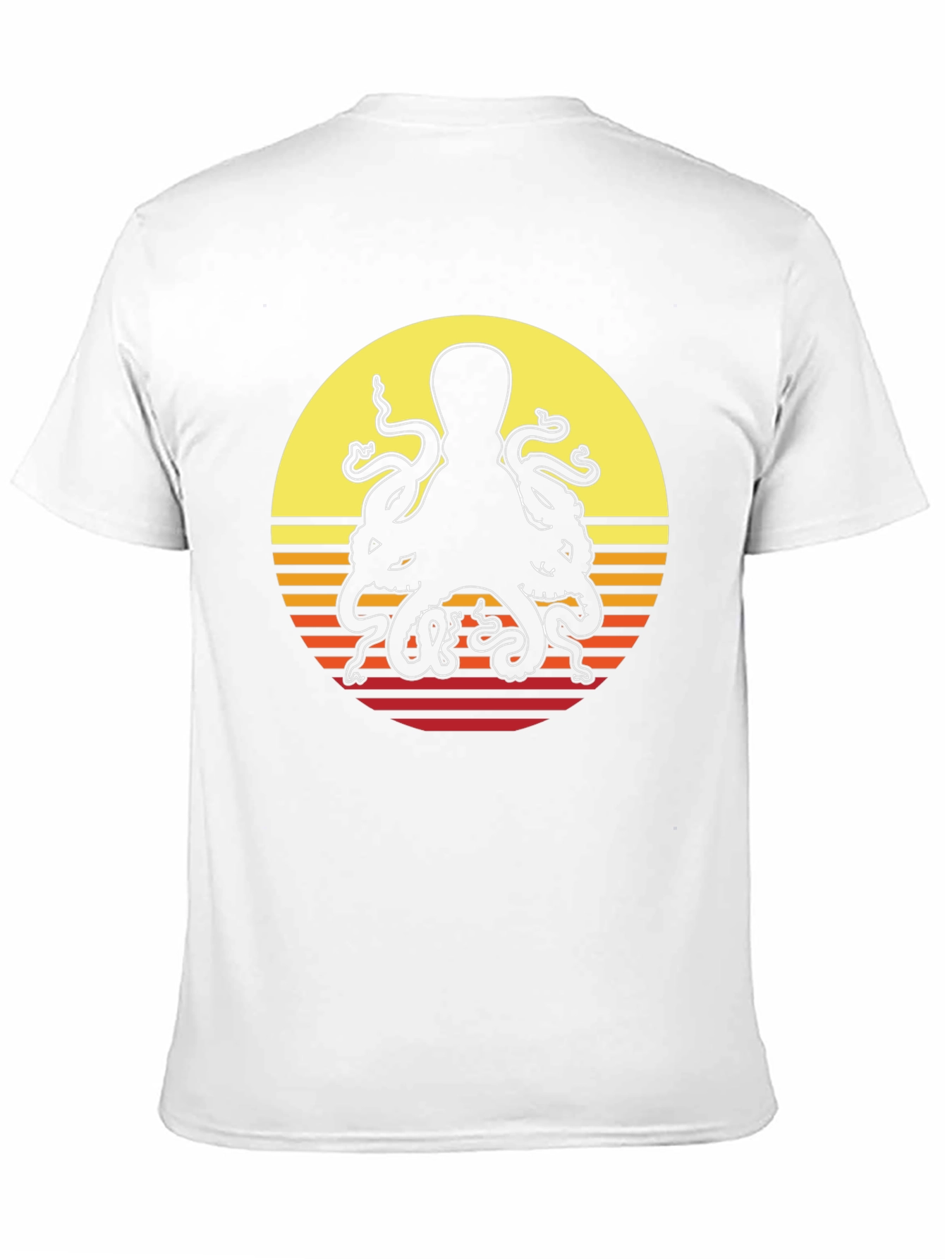 Retro Octopus Sunset Graphic T-Shirt