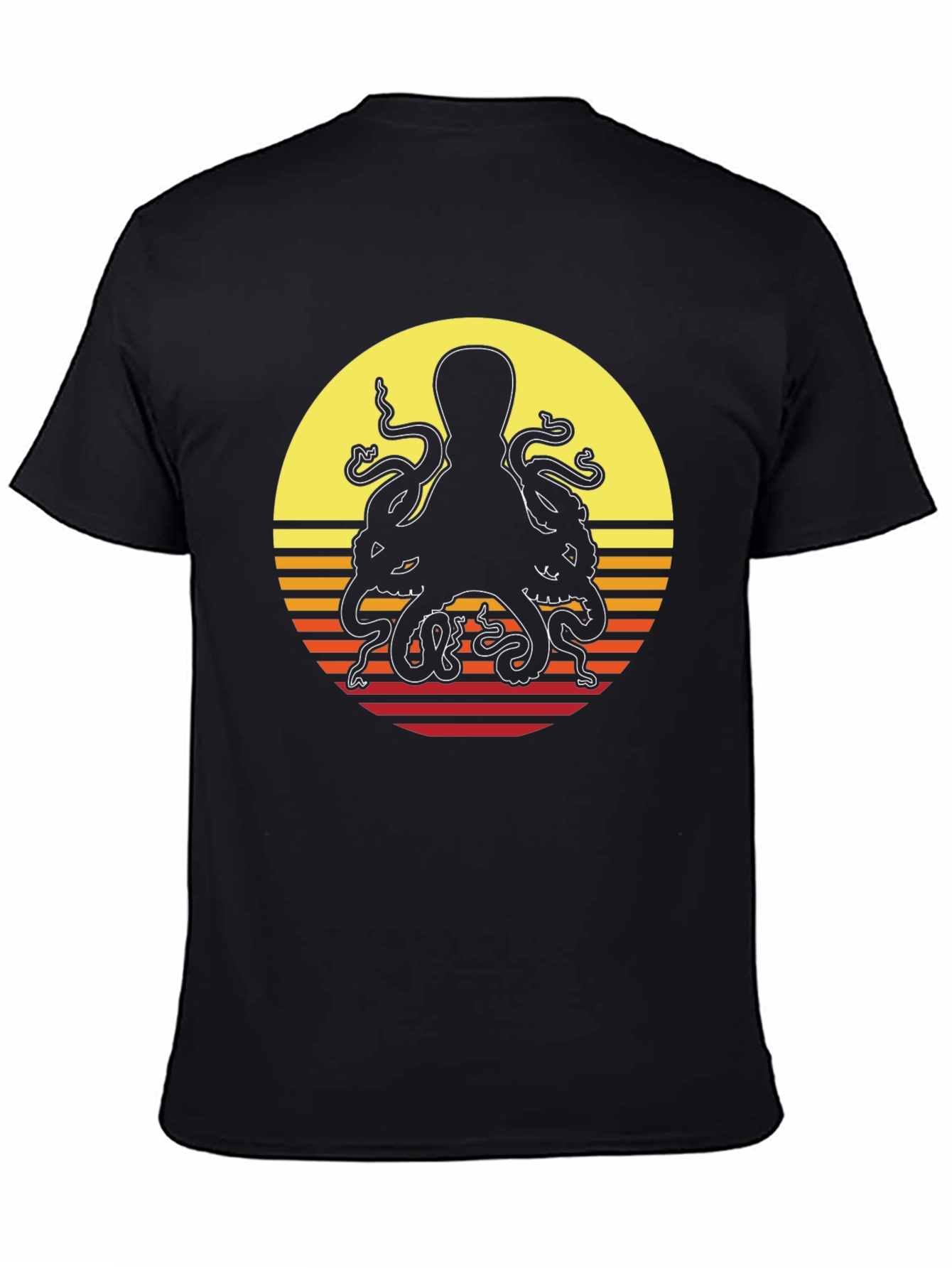 Retro Octopus Sunset Graphic T-Shirt