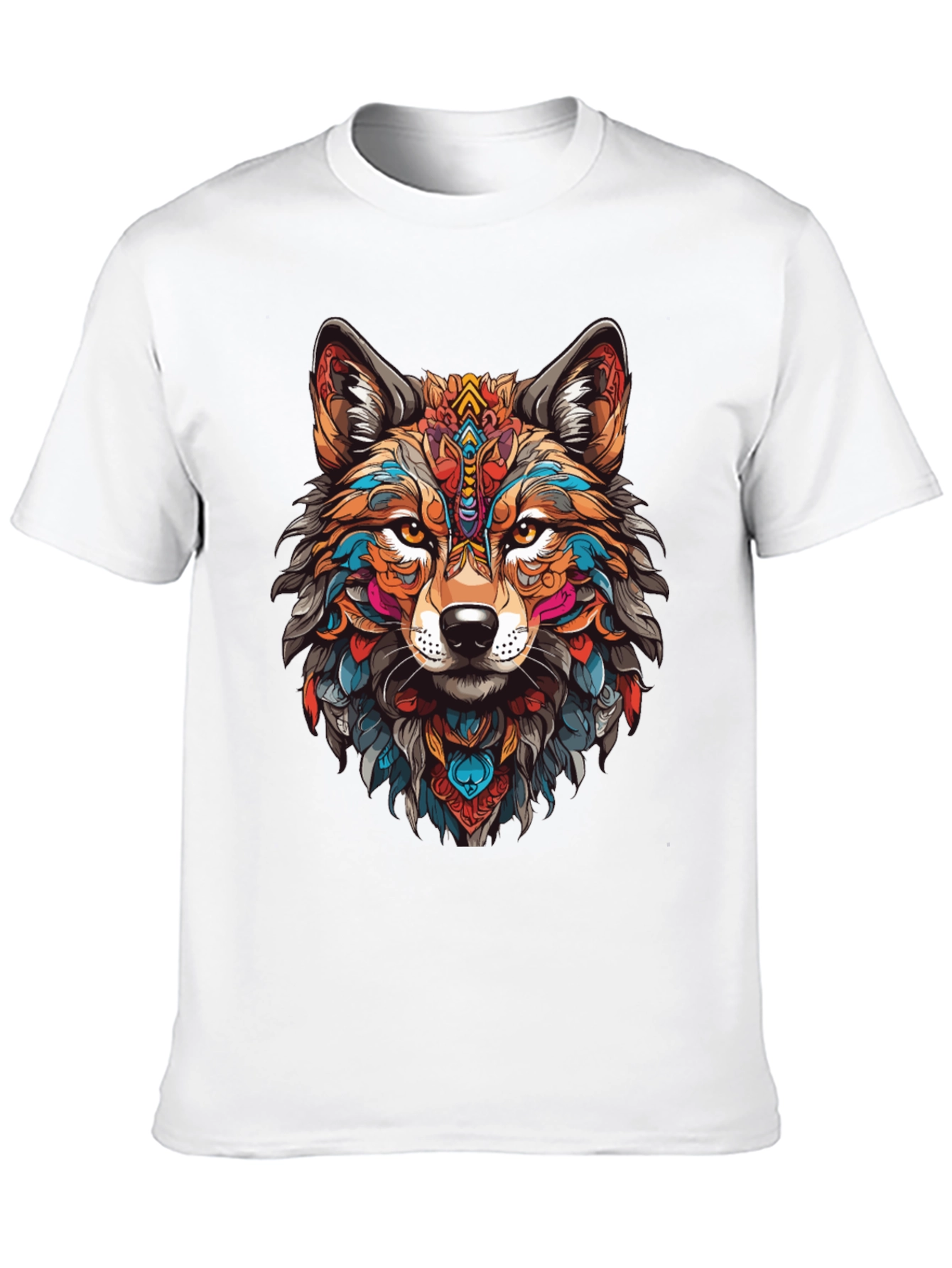 Vibrant Wolf Graphic Tee - Unisex Black T-Shirt