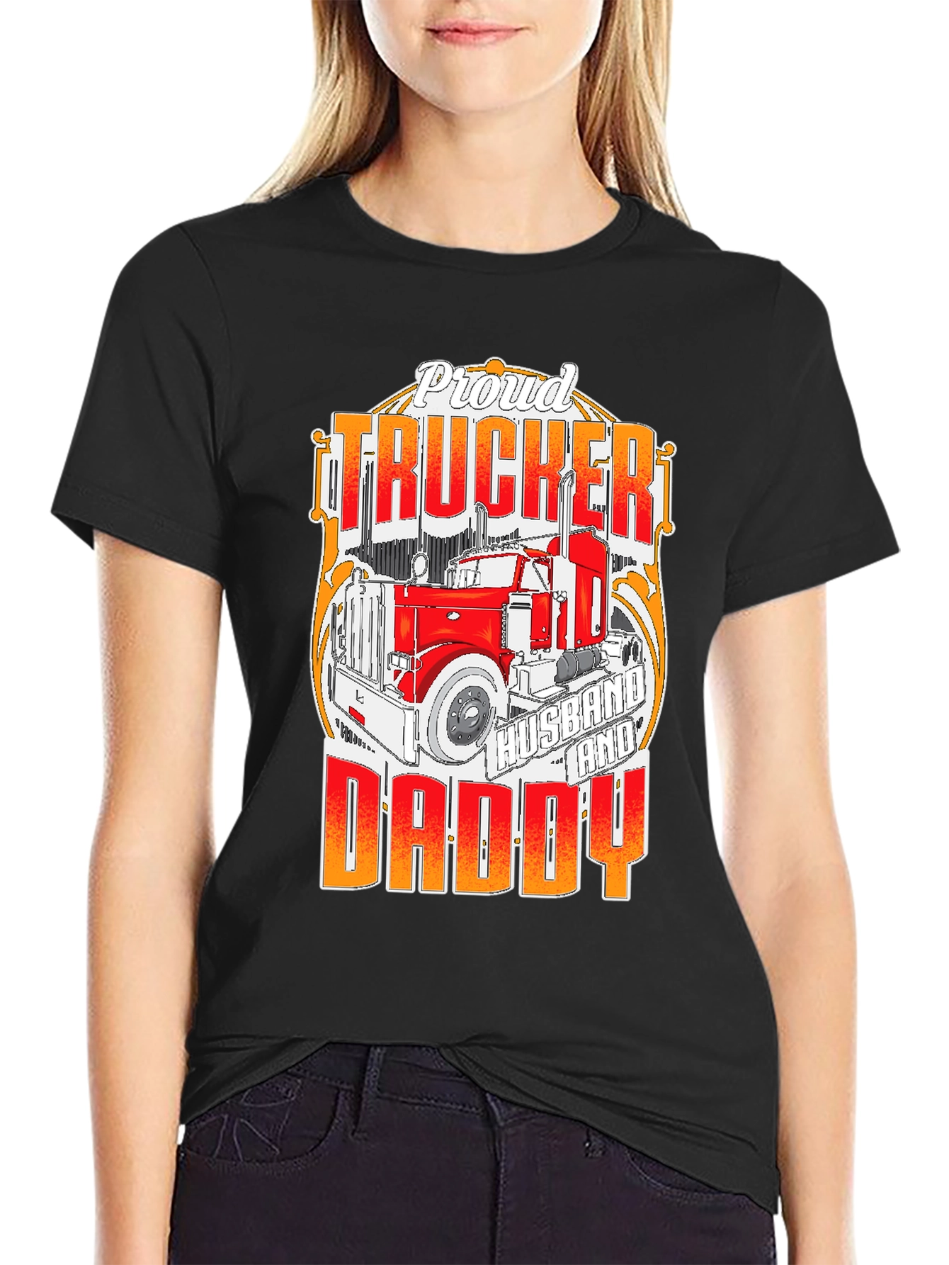 Proud Trucker Husband and Daddy T-Shirt